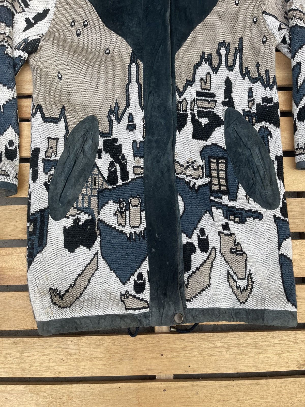 Handmade WALTER PELLACCI PUGLIELLI ITALY LEATHER/KNIT ALL OVERPRINT Size US S / EU 44-46 / 1 - 5 Thumbnail