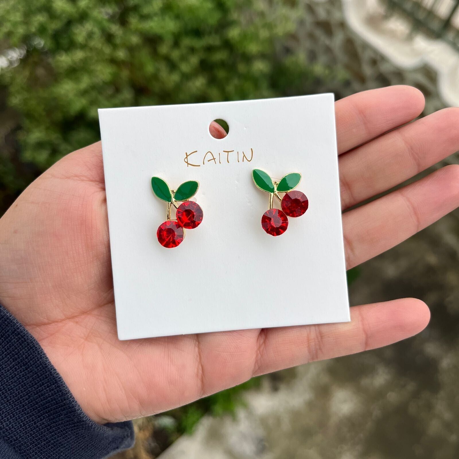 Other New Earrings Rate Alloy Rhinestone Crystal Red Cherries Stud Size ONE SIZE - 2 Thumbnail