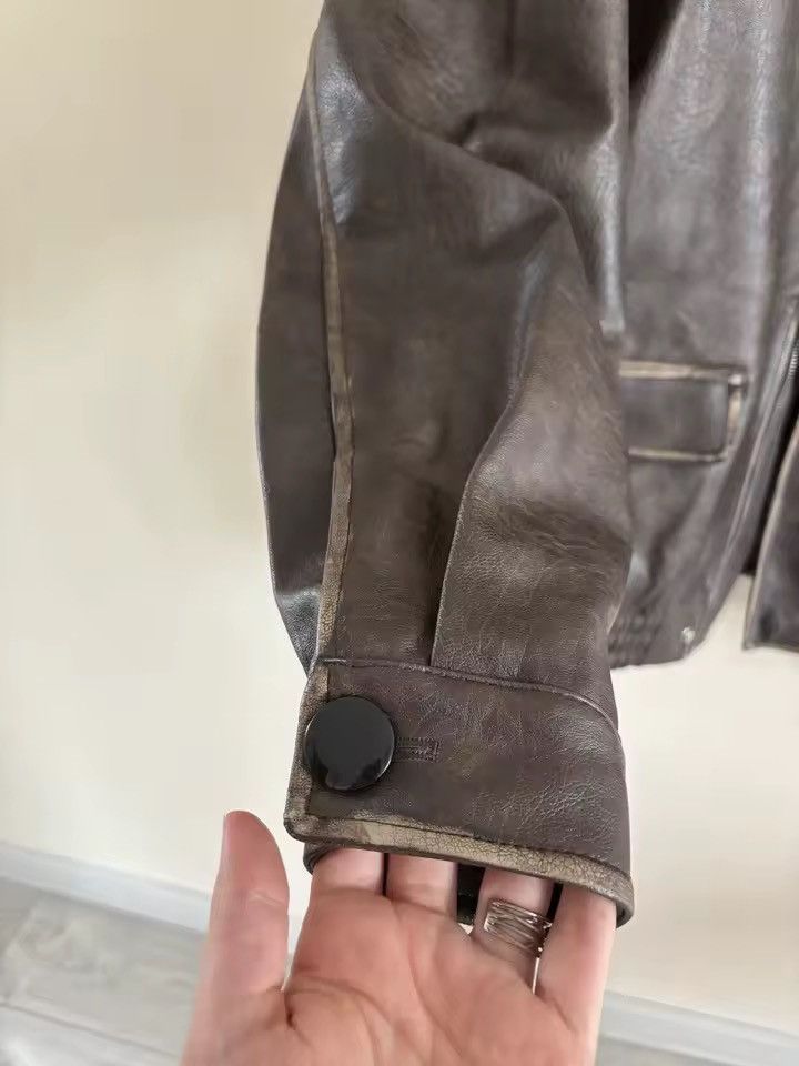 Vintage Distressed Y2k Vintage Retro Style Brown PU Leather Jacket Size M / US 6-8 / IT 42-44 - 6 Thumbnail