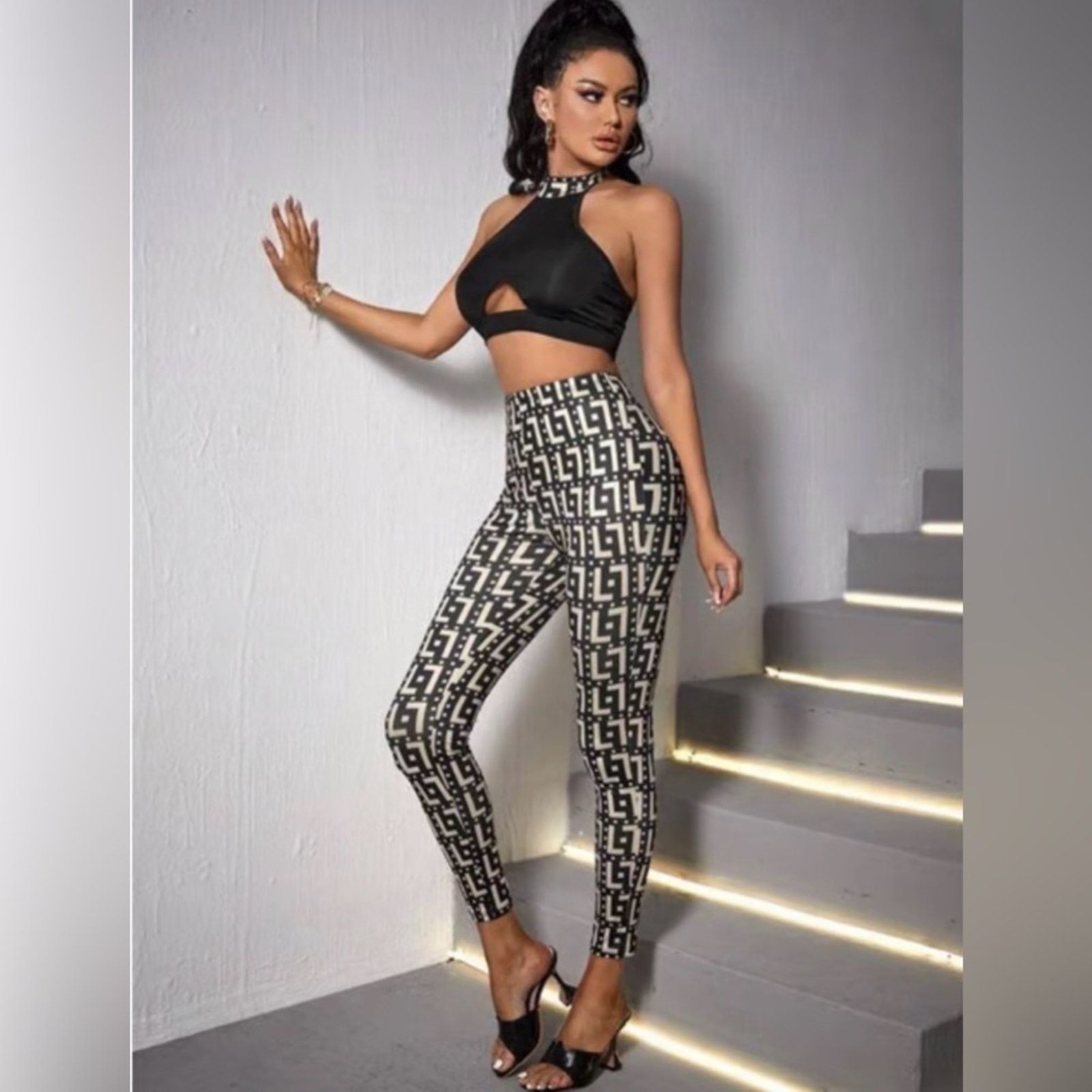 Other New Y2K Stylish Black and White Patterned Matching set S Size 25" / US 0 / IT 36 - 2 Thumbnail