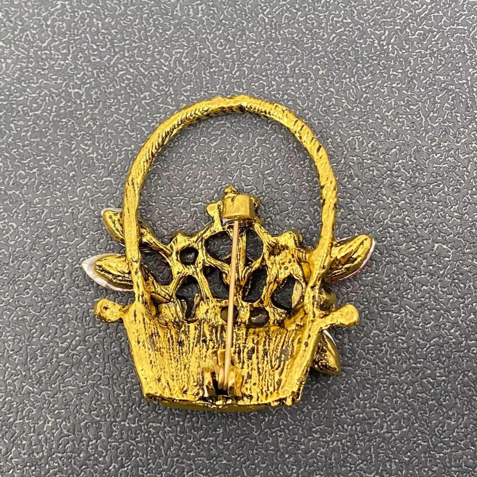 Unknown London Multicolor Rhinestone Basket Flower Brooch Pin Size ONE SIZE - 3 Thumbnail
