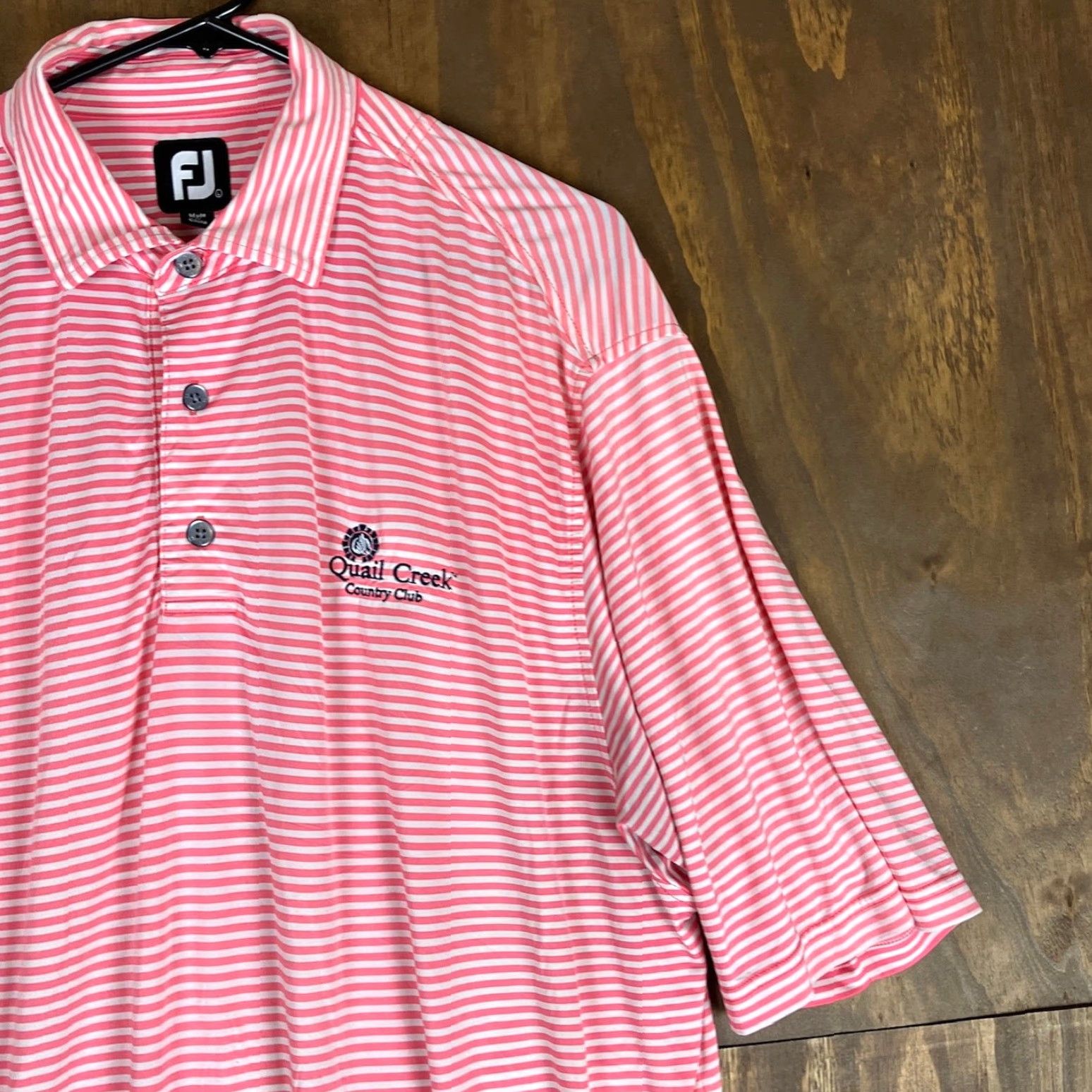 Footjoy FootJoy Polo Shirt Pink White Quail Creek Short Sleeve Athletic Stretch L Mens Casual Workwear Athletic Golf Shirt Size US L / EU 52-54 / 3 - 5 Thumbnail