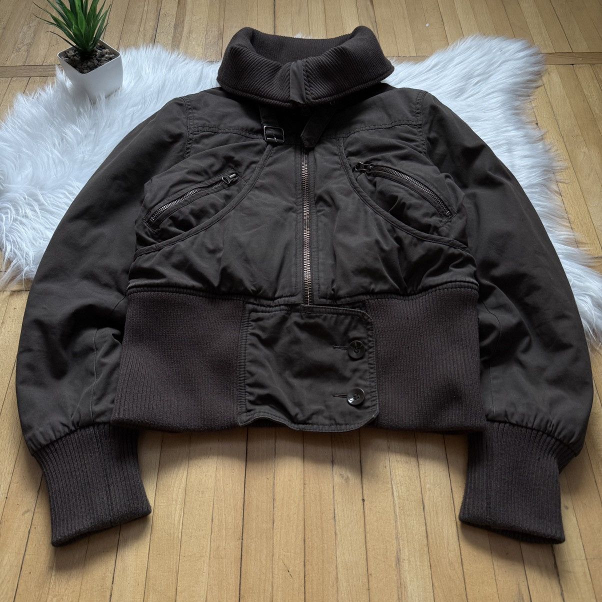 If Six Was Nine 📌 Vintage Crazy Y2K HM Cropped Bomber Jacket Size S / US 4 / IT 40 - 3 Thumbnail
