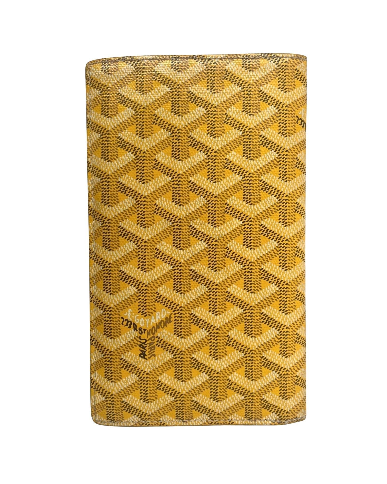 image of Luxury Goyard Leather Bi-Fold Long Wallet In Yellow, Women's