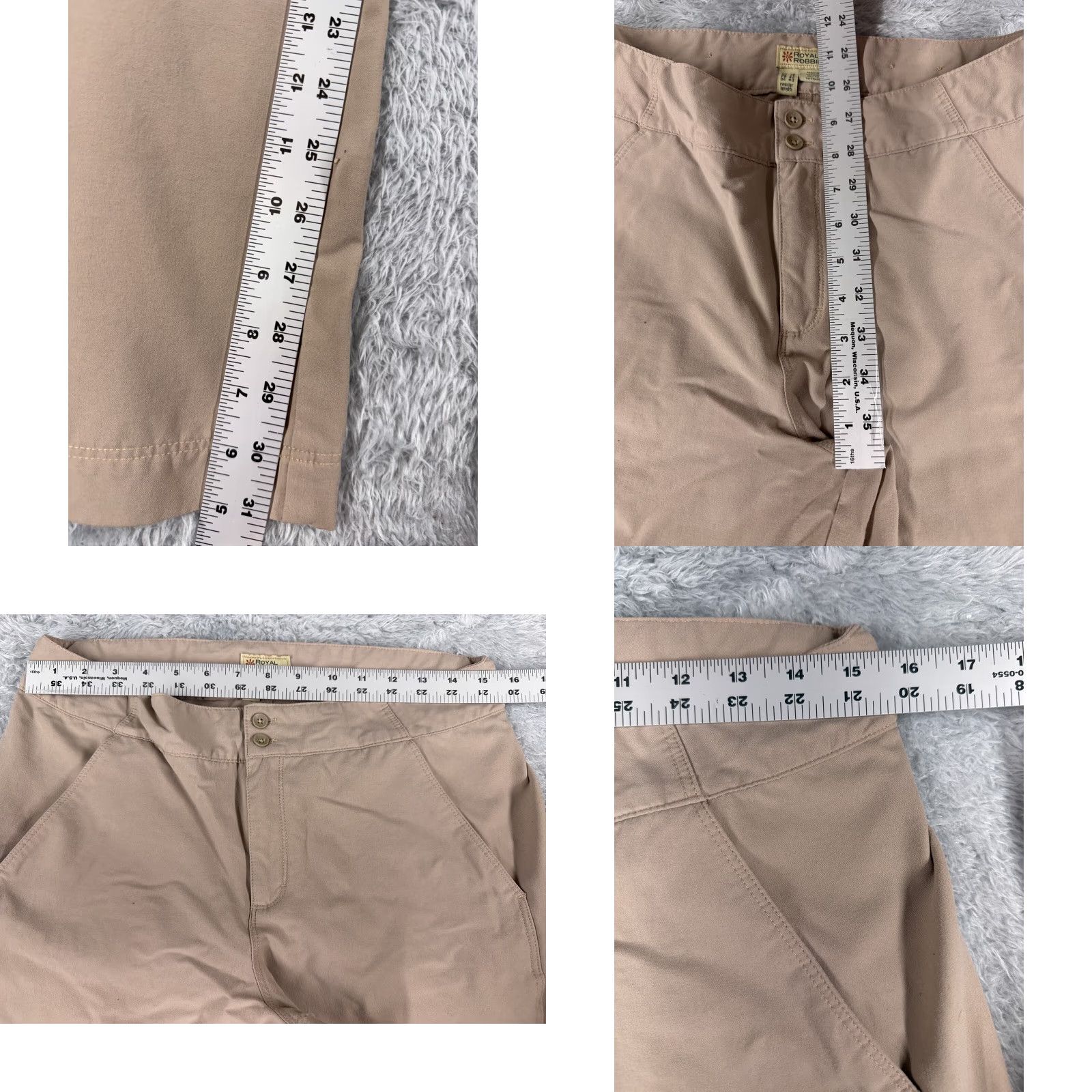 Vintage Royal Robbins Pants Women Size 10 Beige Cargo Straight Leg Nylon Blend Casual