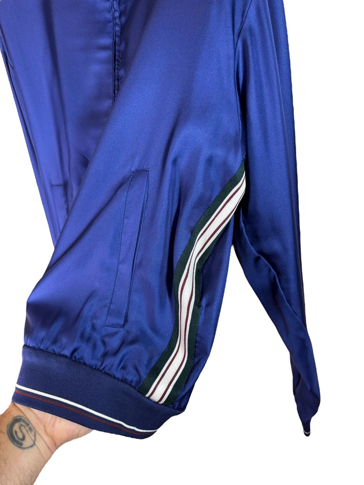 Prada Prada blue silk jacket with tricolor trim – Size L Size US L / EU 52-54 / 3 - 7 Thumbnail