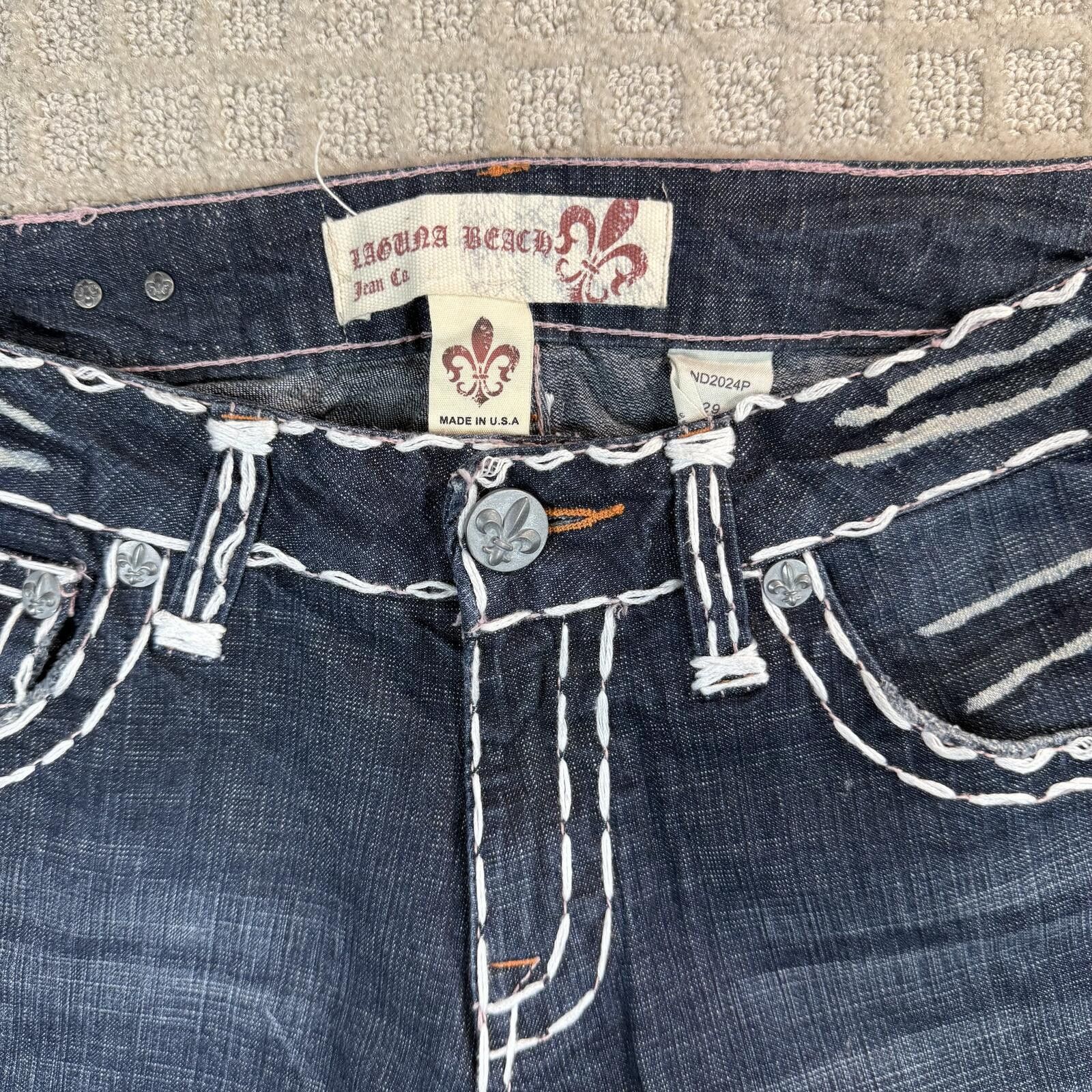Other Laguna Beach Y2K Flare Jeans Made USA Contrast Stitch 32x36 Size 32" / US 10 / IT 46 - 2 Thumbnail
