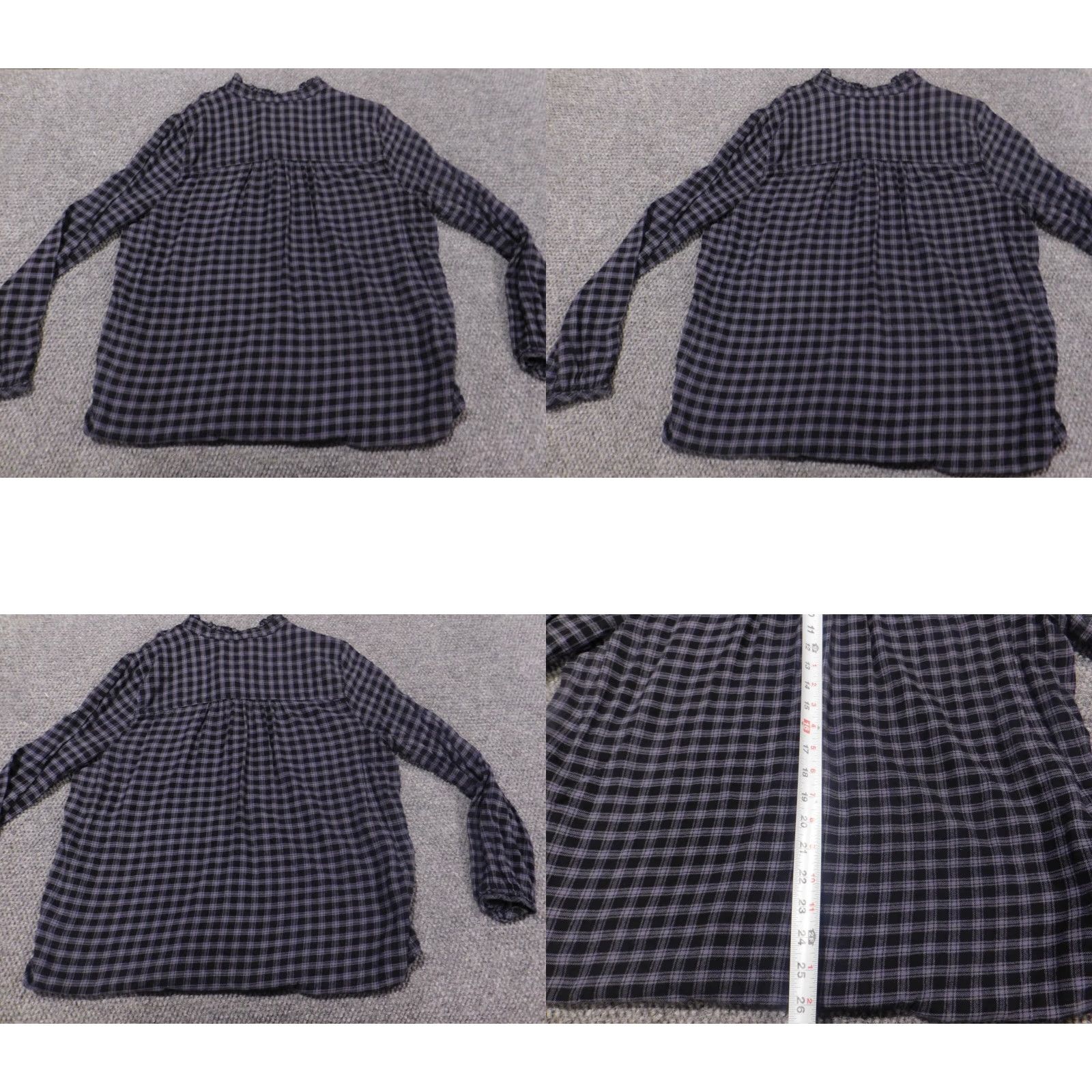 Vintage Beach Lunch Lounge Blouse Shirt Womens Large Gray Plaid Knit Cotton Cap Sleeve Pullover Collared Casual Beach Size L / US 10 / IT 46 - 8 Thumbnail