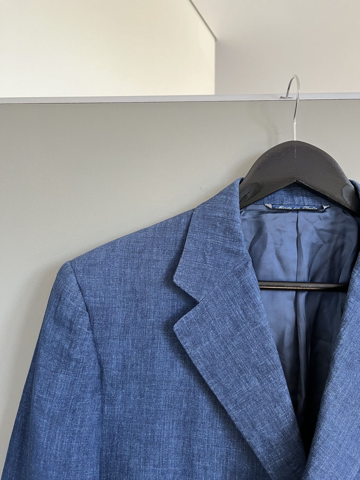 Canali CANALI Luxury Three Buttons Linen Blue Classic Sport Blazer Size 50R - 3 Thumbnail