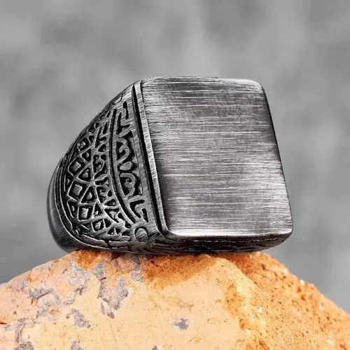 Other Vintage Black Brushed Pattern Stainless Steel Mens Ring Size ONE SIZE - 1 Thumbnail