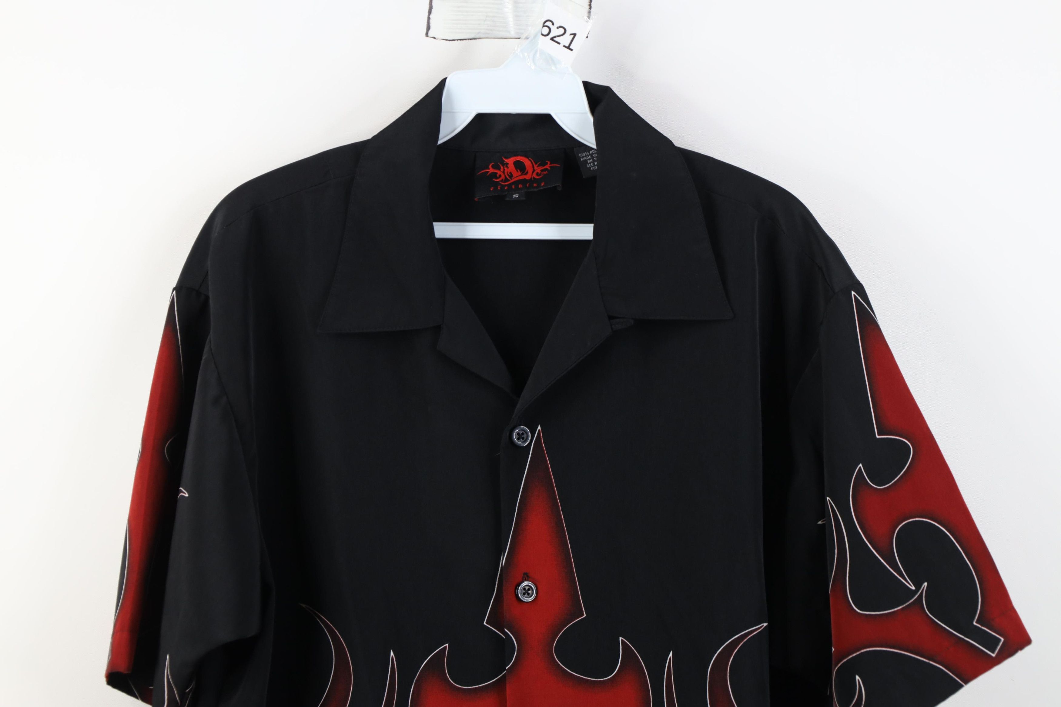 Vintage Vintage 90s Y2K Streetwear Fire Flames Looped Collar Shirt Size US S / EU 44-46 / 1 - 2 Thumbnail
