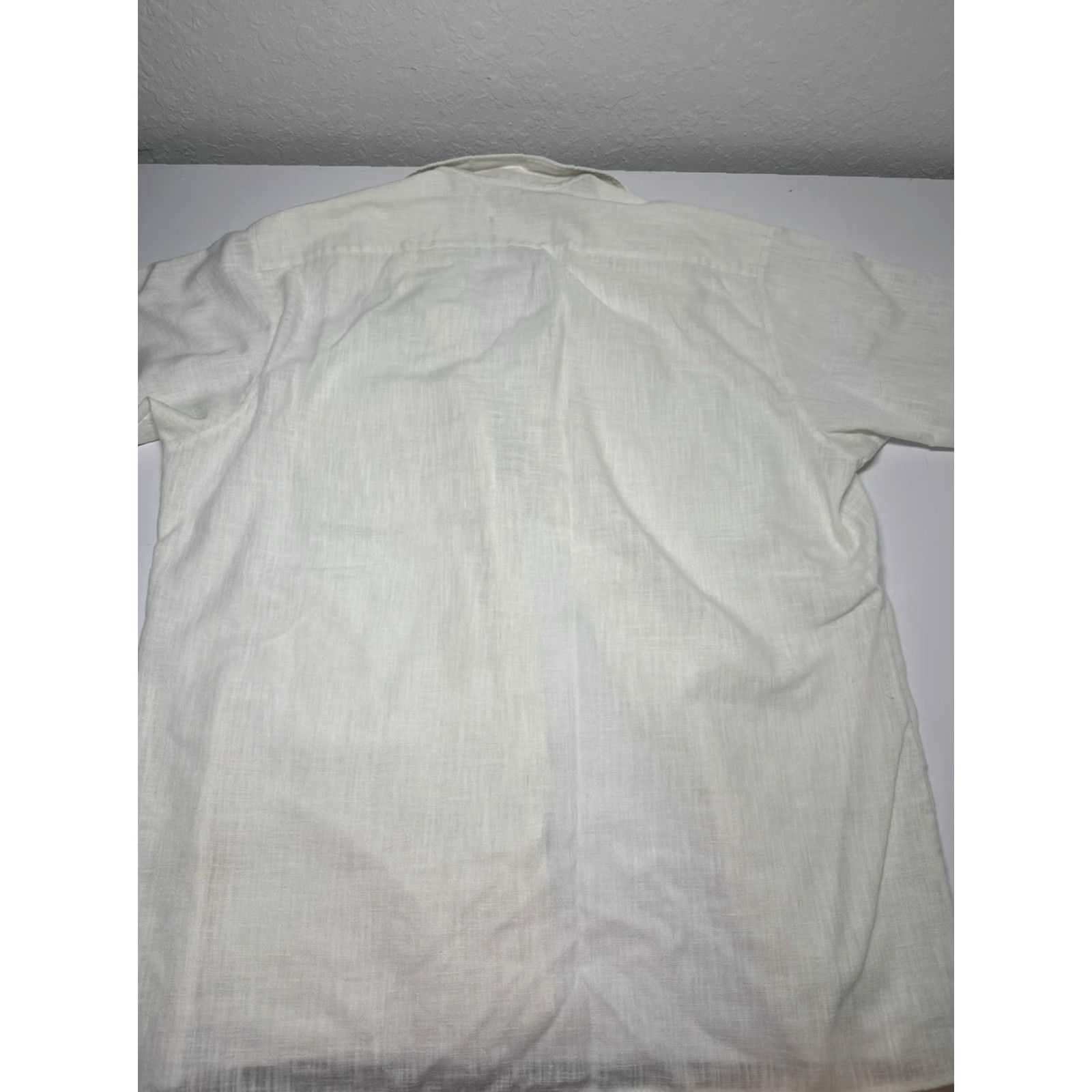 Vintage Bosweel Men Button-Down Shirt L White Linen Like Shirt Size US L / EU 52-54 / 3 - 6 Thumbnail