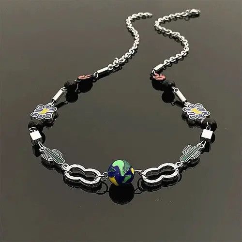 Jewelry Charm Necklace Cactus Chain Jewelry World Art Classic Flame Size ONE SIZE - 2 Thumbnail