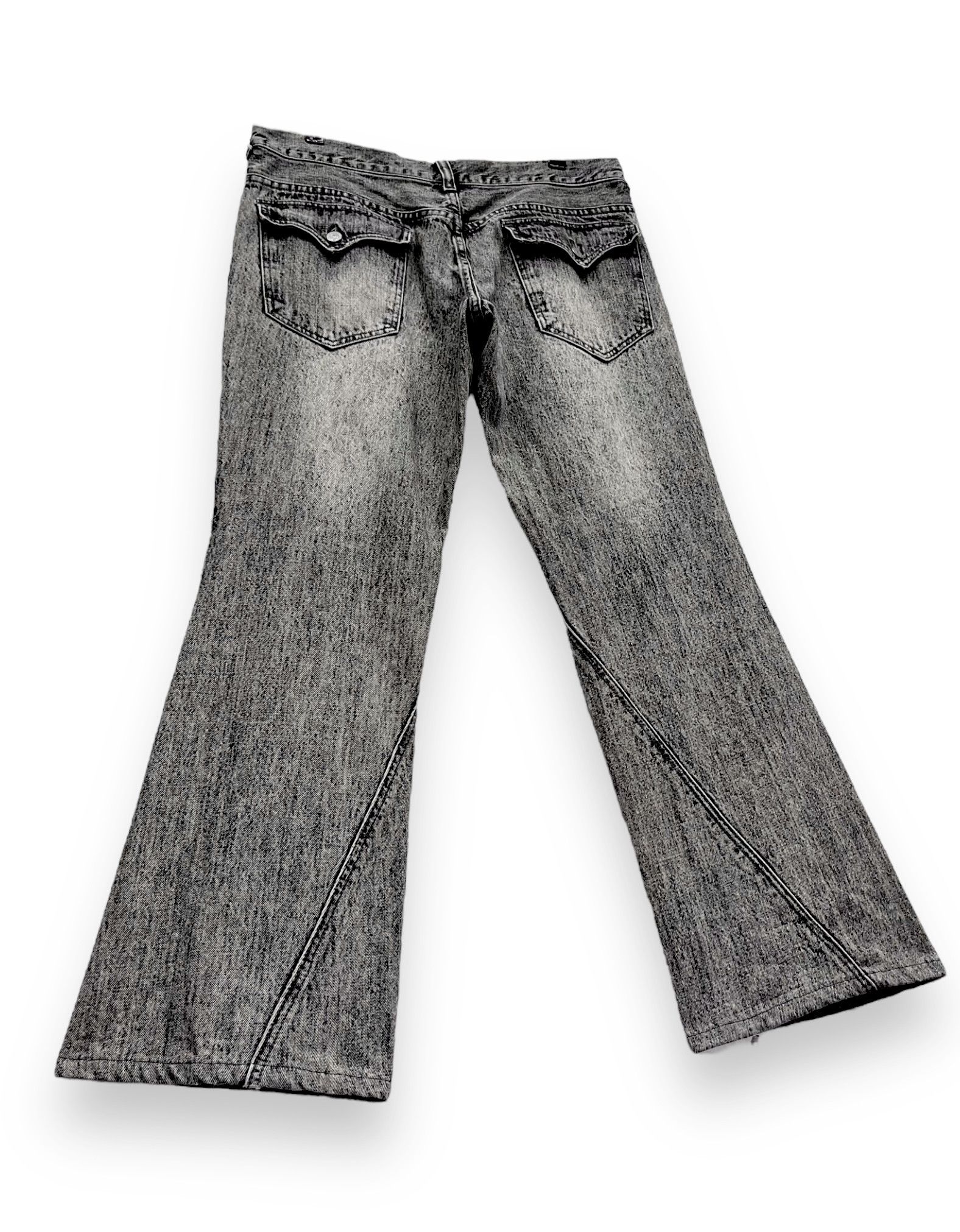 Japanese Brand 🔥FYE🔥Vintage DAILY NEWS Retro Punk Acid Wash Denim FLARED Size US 34 / EU 50 - 5 Thumbnail