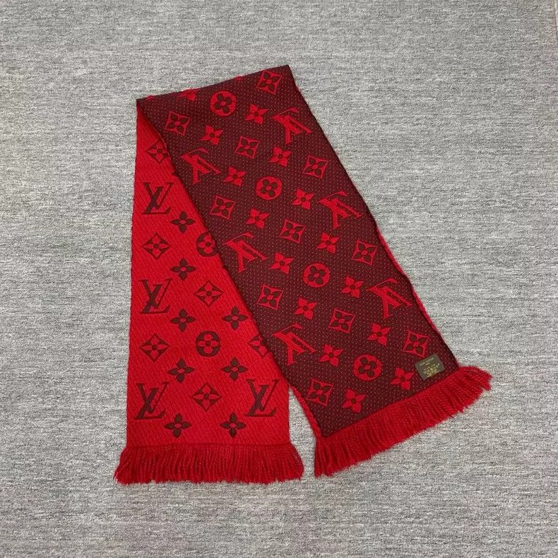 Louis Vuitton Louis Vuitton Red presbyopic full print wool fringe scarf Size ONE SIZE - 8 Thumbnail