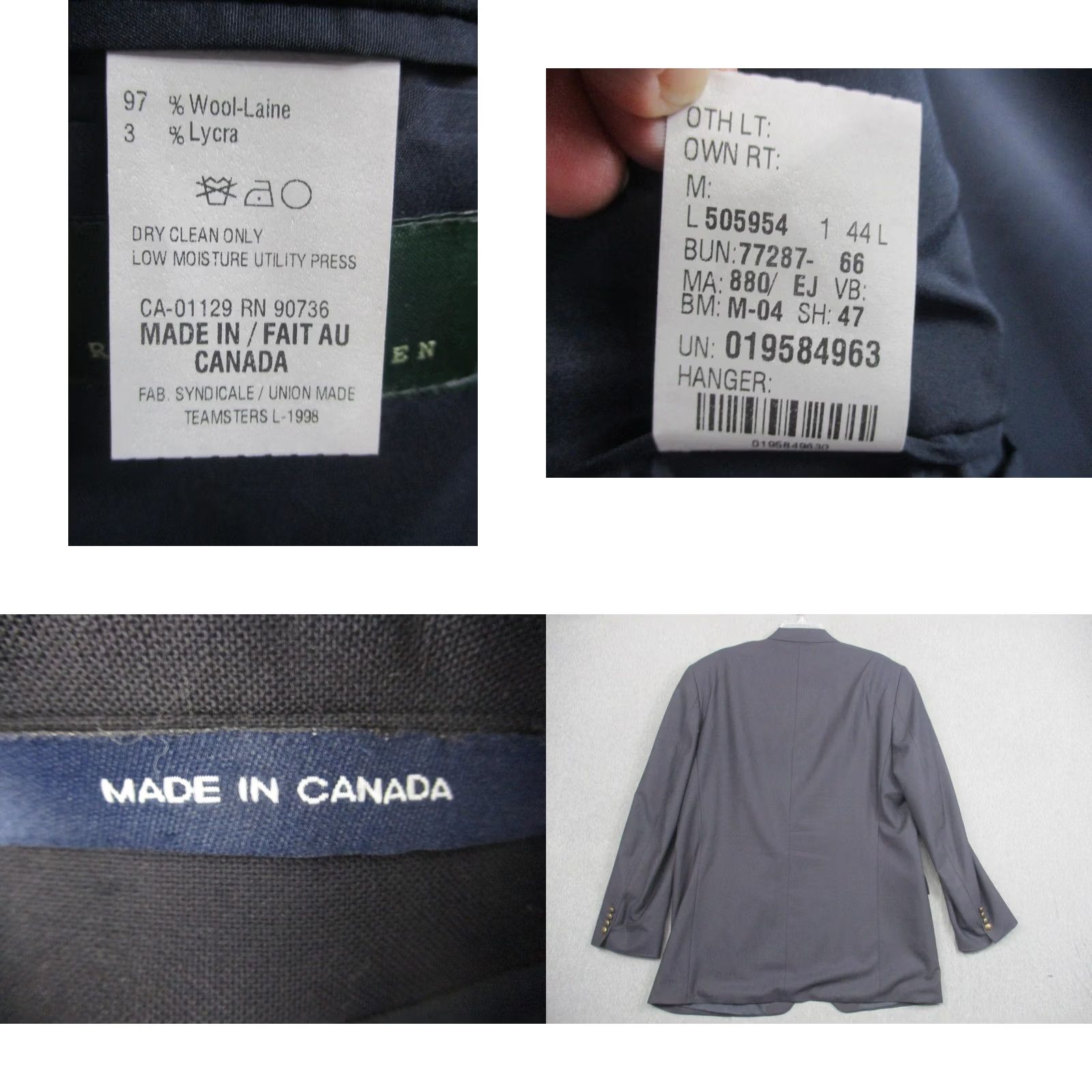 Ralph Lauren Lauren Ralph Lauren Blazer Mens 44L Navy Wool Blend Gold Crest Buttons 2 Button Size 44R - 9 Thumbnail