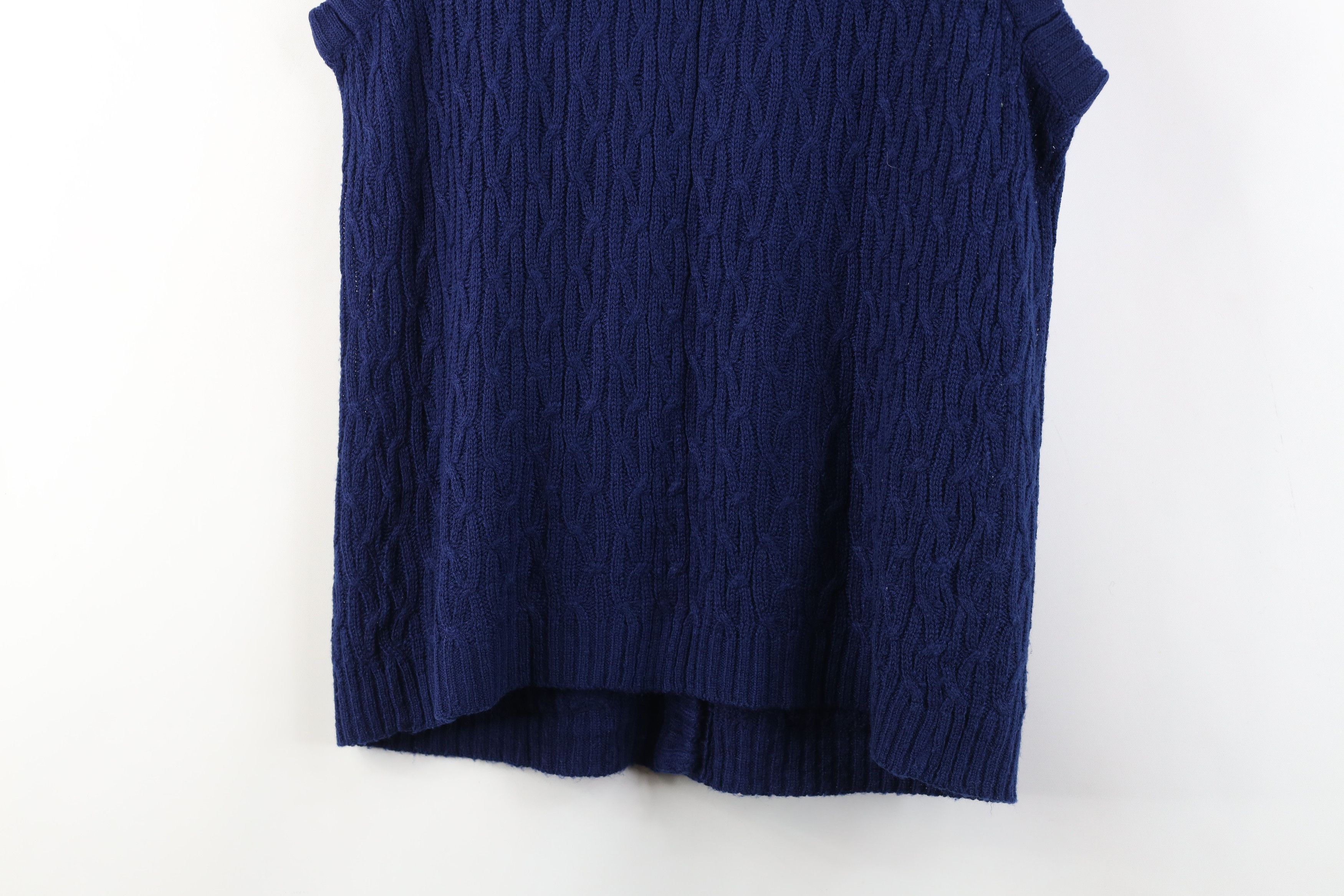 Vintage Vintage 90s Streetwear Cable Knit Cardigan Sweater Vest Blue Size S / US 4 / IT 40 - 11 Thumbnail