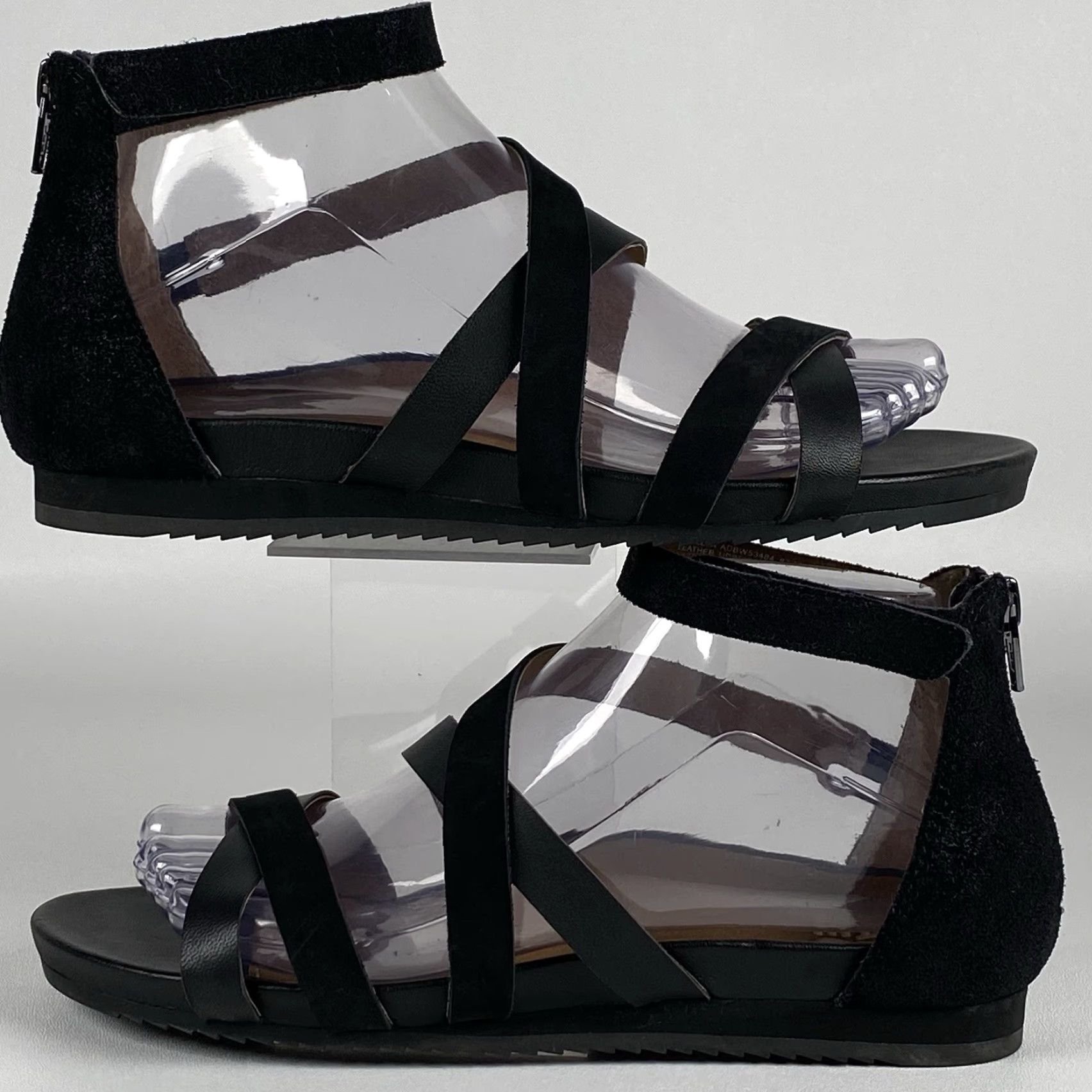 Vintage Abeo Braelyn Ankle Strap Sandals / Black Leather Sz 7.5 Womens Flat Heel Arch Support Strappy Casual Travel 7.5 Black Size US 8 / IT 38 - 5 Thumbnail