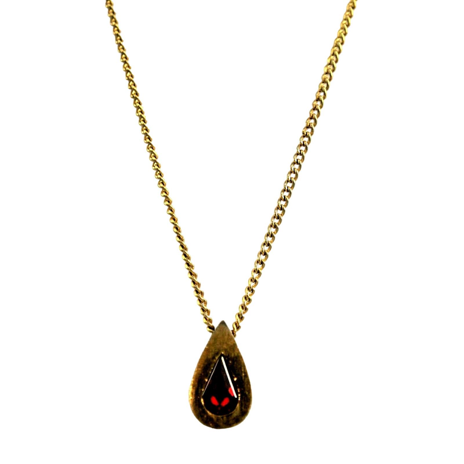 Other Vintage Avon Pendant Red Faux Ruby Teardrop July Chain Size ONE SIZE - 1 Thumbnail