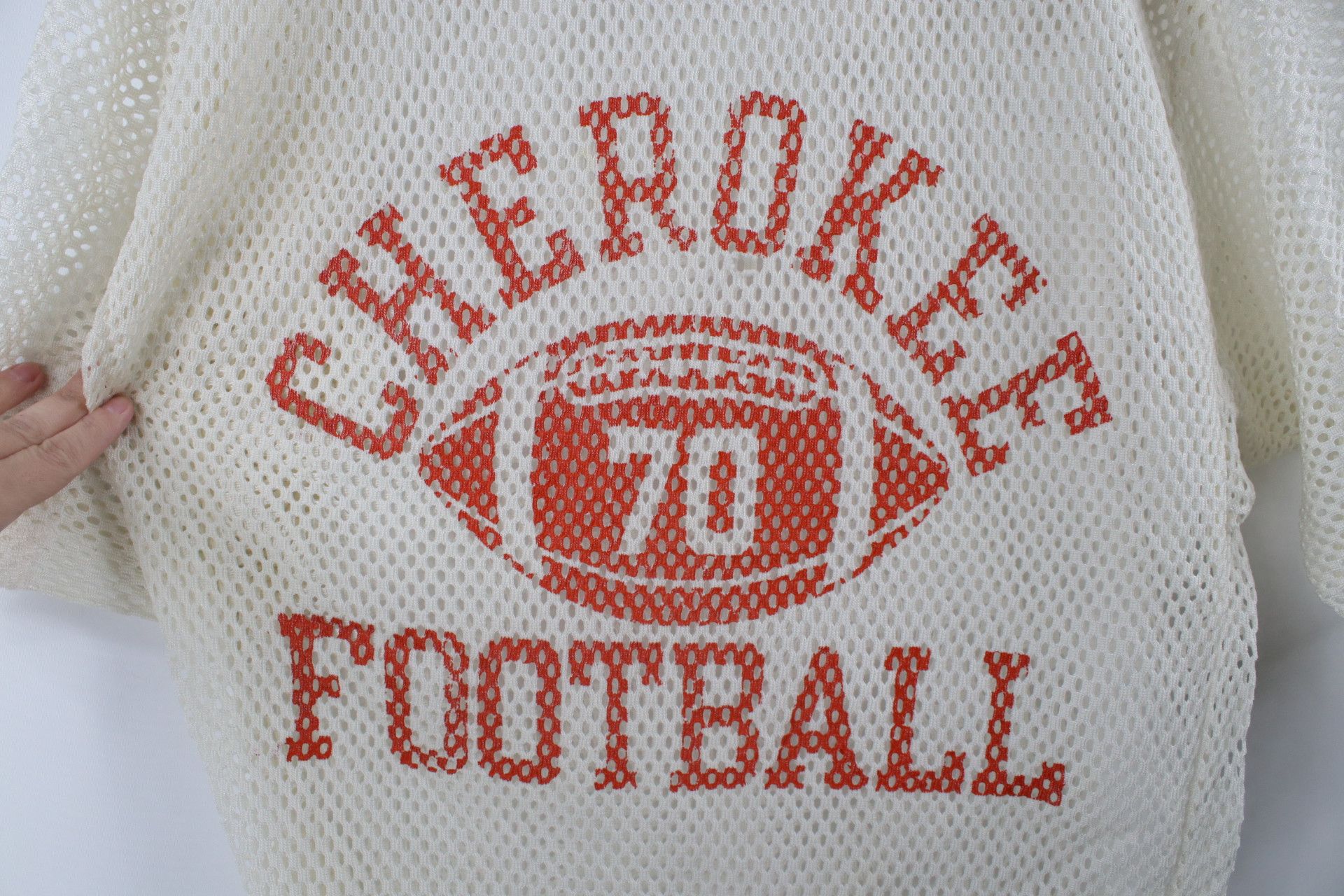 Champion × Vintage Vintage 70s Champion Out Mesh Football Jersey White USA Size US M / EU 48-50 / 2 - 4 Thumbnail