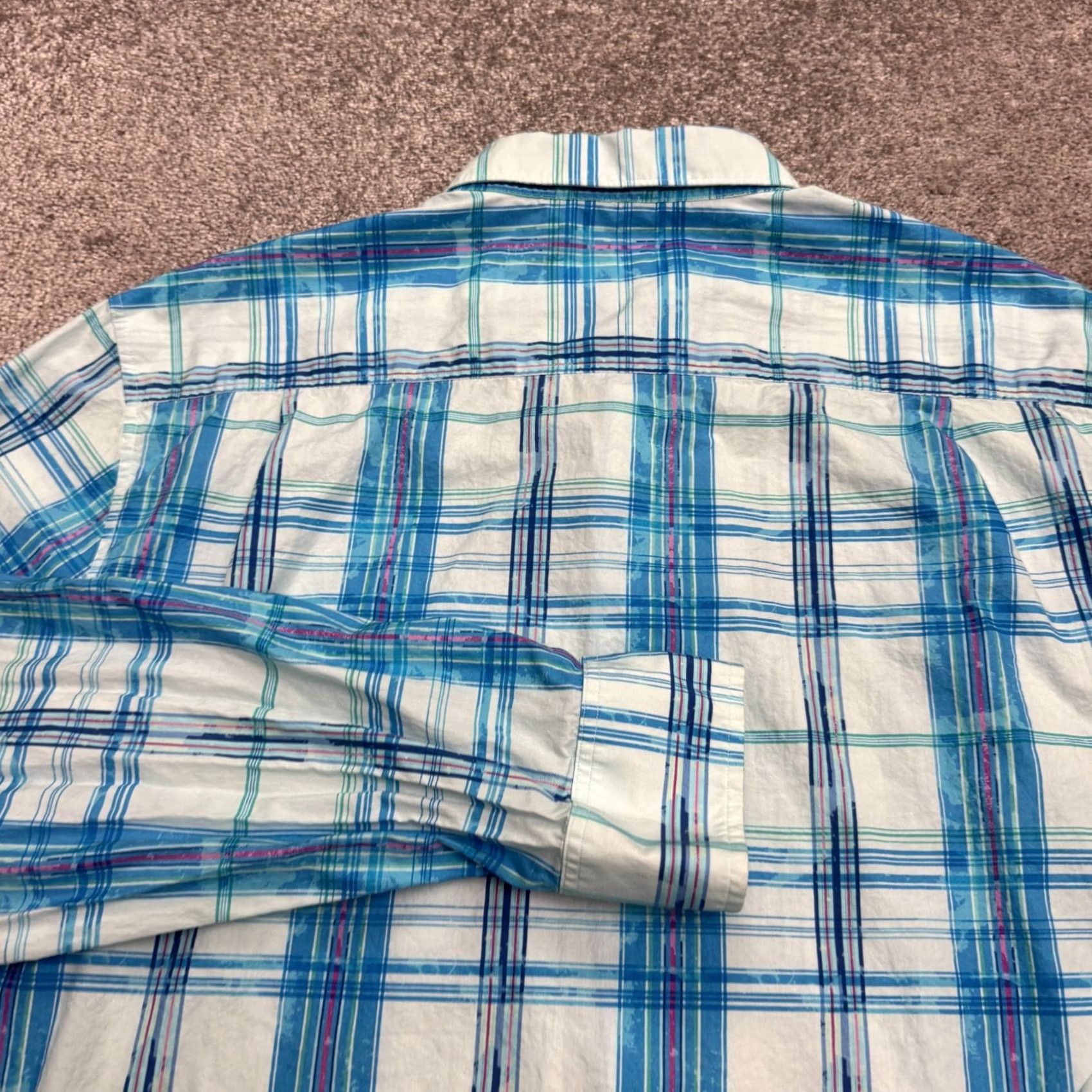 Tommy Bahama Tommy Bahama Button-Down Shirt Mens XL Blue Plaid Long Sleeve Cotton Pima Button-Up Casual Classic Outdoor Preppy Western Not Vintage Size US XL / EU 56 / 4 - 5 Thumbnail
