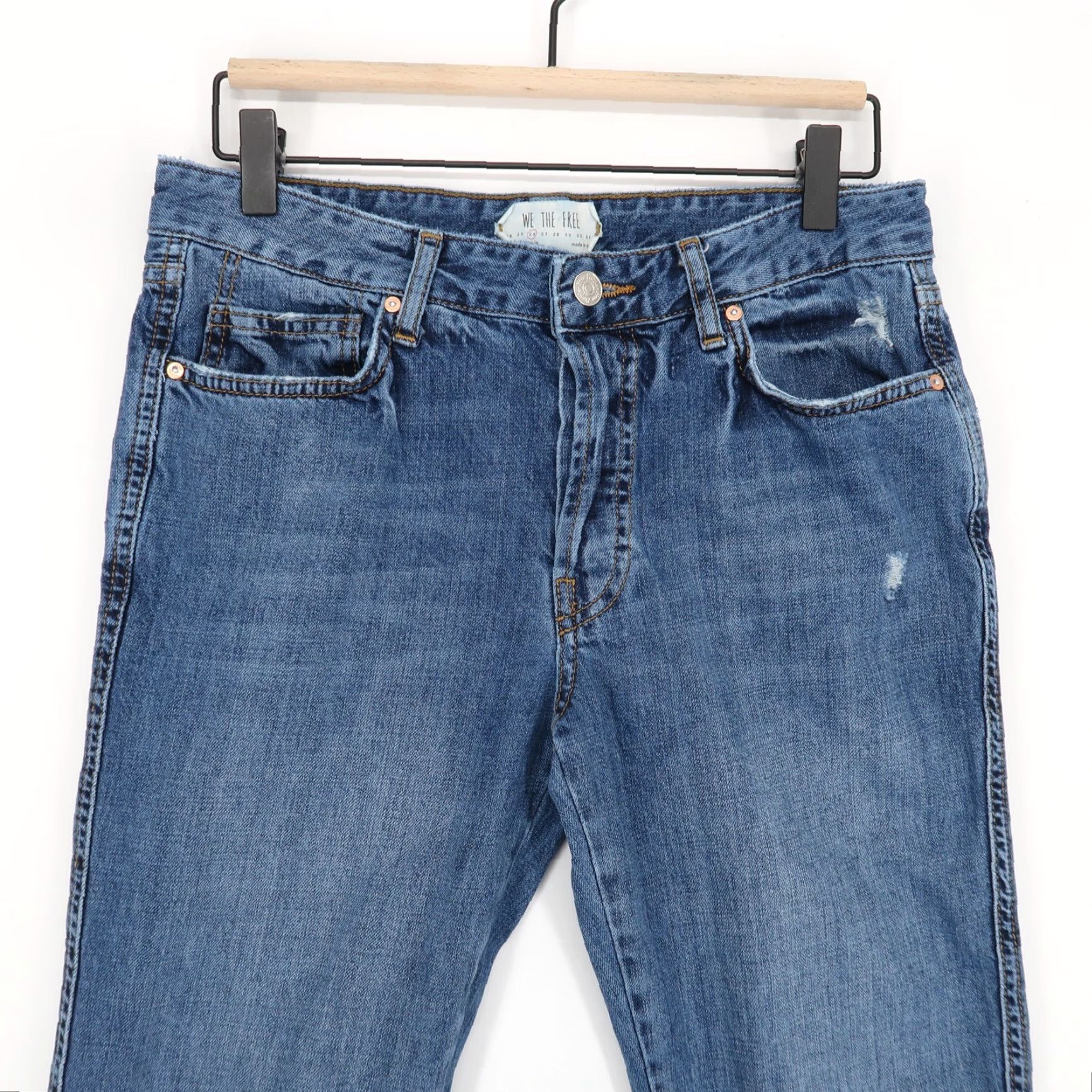 Vintage We The Free Jeans Womens 26 Blue Button Fly Distressed Ankle Fray Size 26" / US 2 / IT 38 - 3 Thumbnail