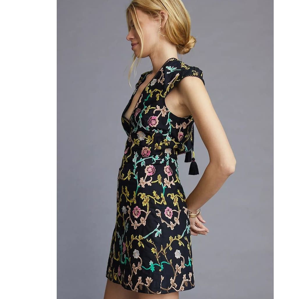 Anthropologie NEW Anthropologie Embroidered Mini Dress $298 SIZE 6 Black Size M / US 6-8 / IT 42-44 - 3 Thumbnail