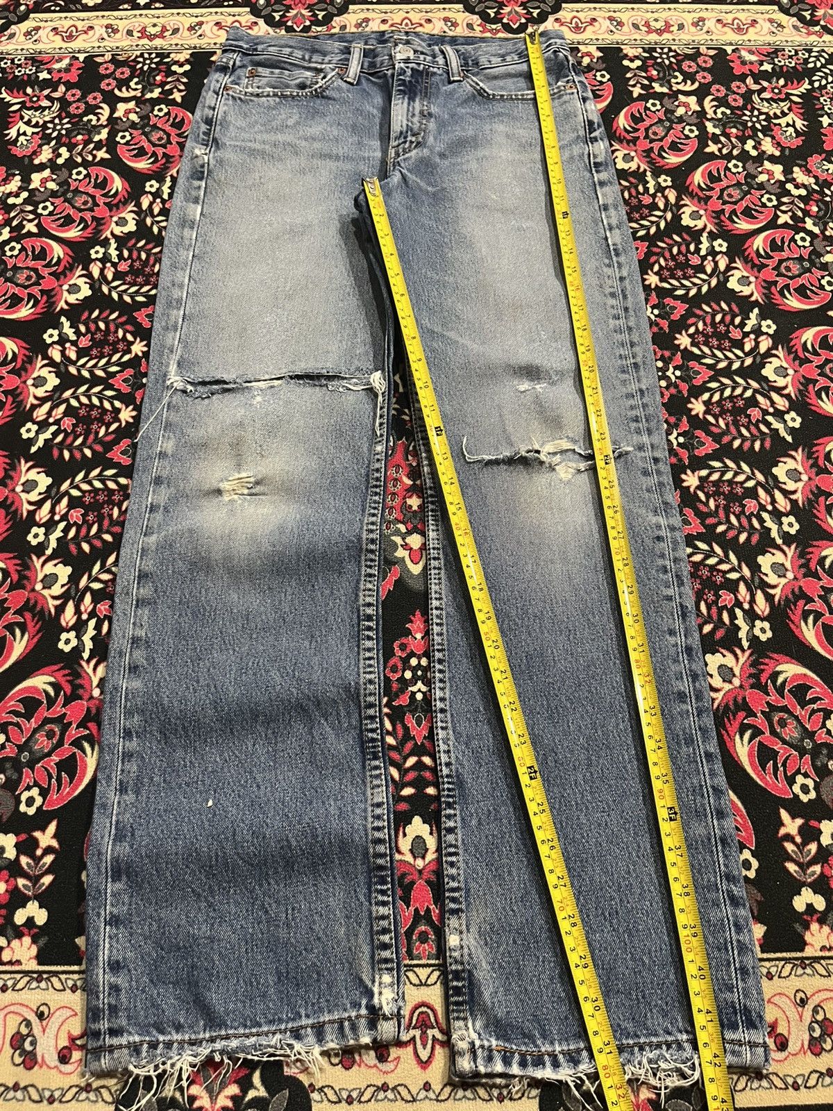 Levi's ⚡️Distressed⚡️Vintage Levi’s 551 Blue Washed Frayed Leg Jeans Size US 31 - 12 Thumbnail
