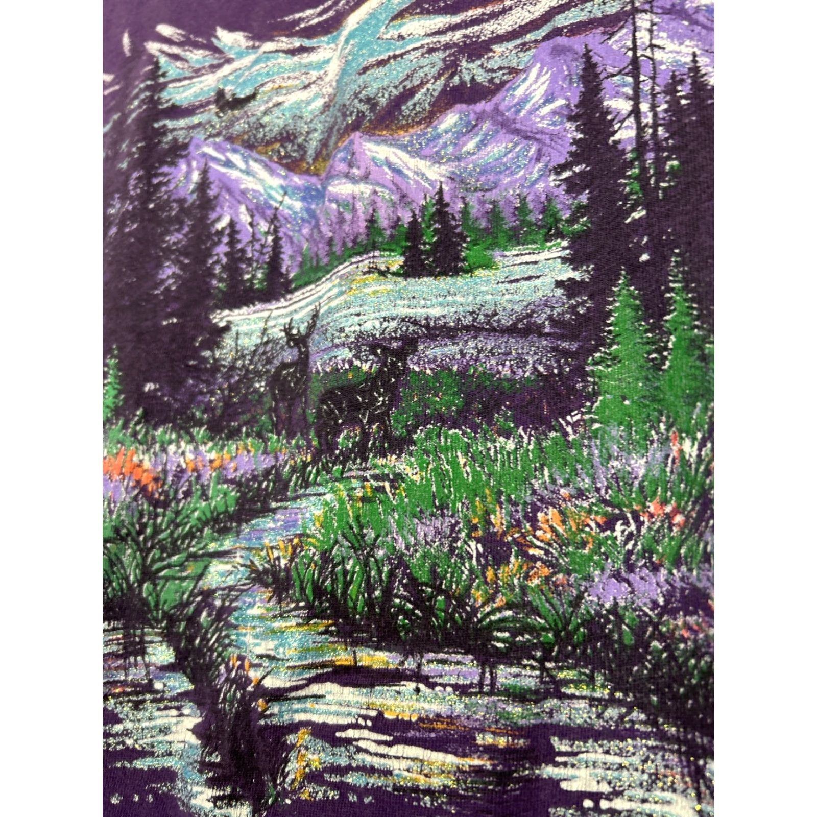 Hanes VINTAGE Hanes Mountain Spirit Utah Landscape 1993 Tee T-Shirt Women L Purple 1990s Cotton Nature Shirt Size L / US 10 / IT 46 - 4 Thumbnail