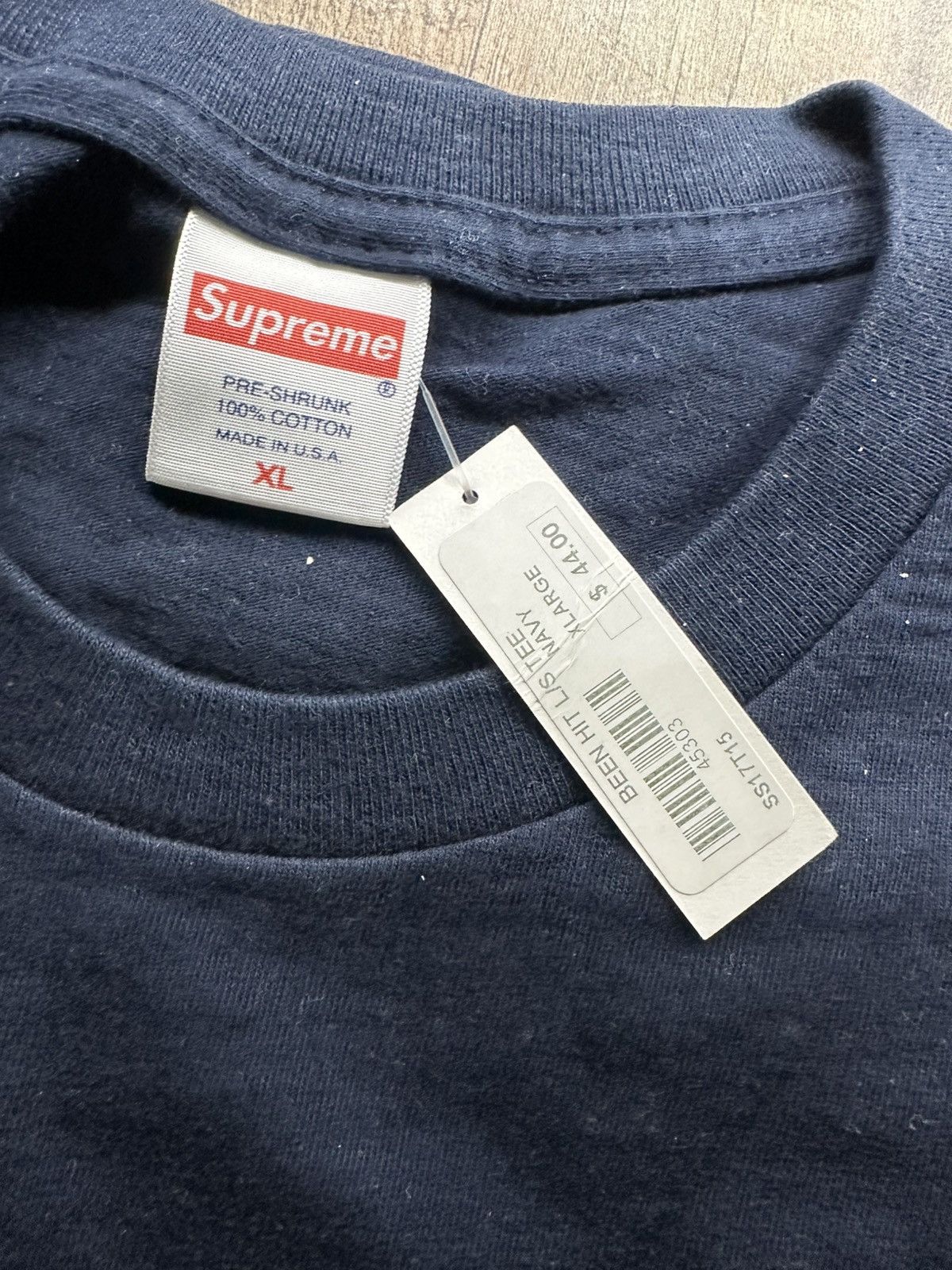 Supreme Supreme Been Hit Longsleeve Tee Navy SZ XL SS17 Size US XL / EU 56 / 4 - 3 Thumbnail