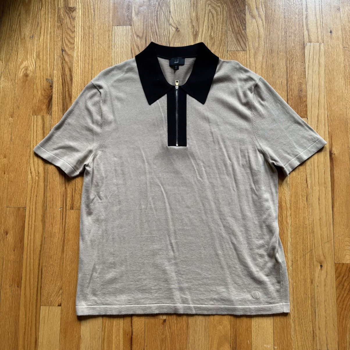 Alfred Dunhill Dunhill Sweater Polo Zip Up Beige/Black Size XL Size US XL / EU 56 / 4 - 1 Thumbnail