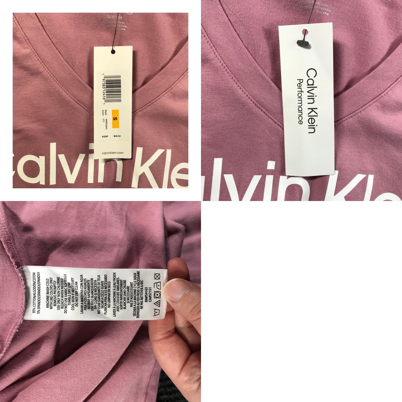 Calvin Klein Calvin Klein Performance Womens V-Neck Long Sleeve Tee Pink PFRT2347 S Size S / US 4 / IT 40 - 8 Thumbnail