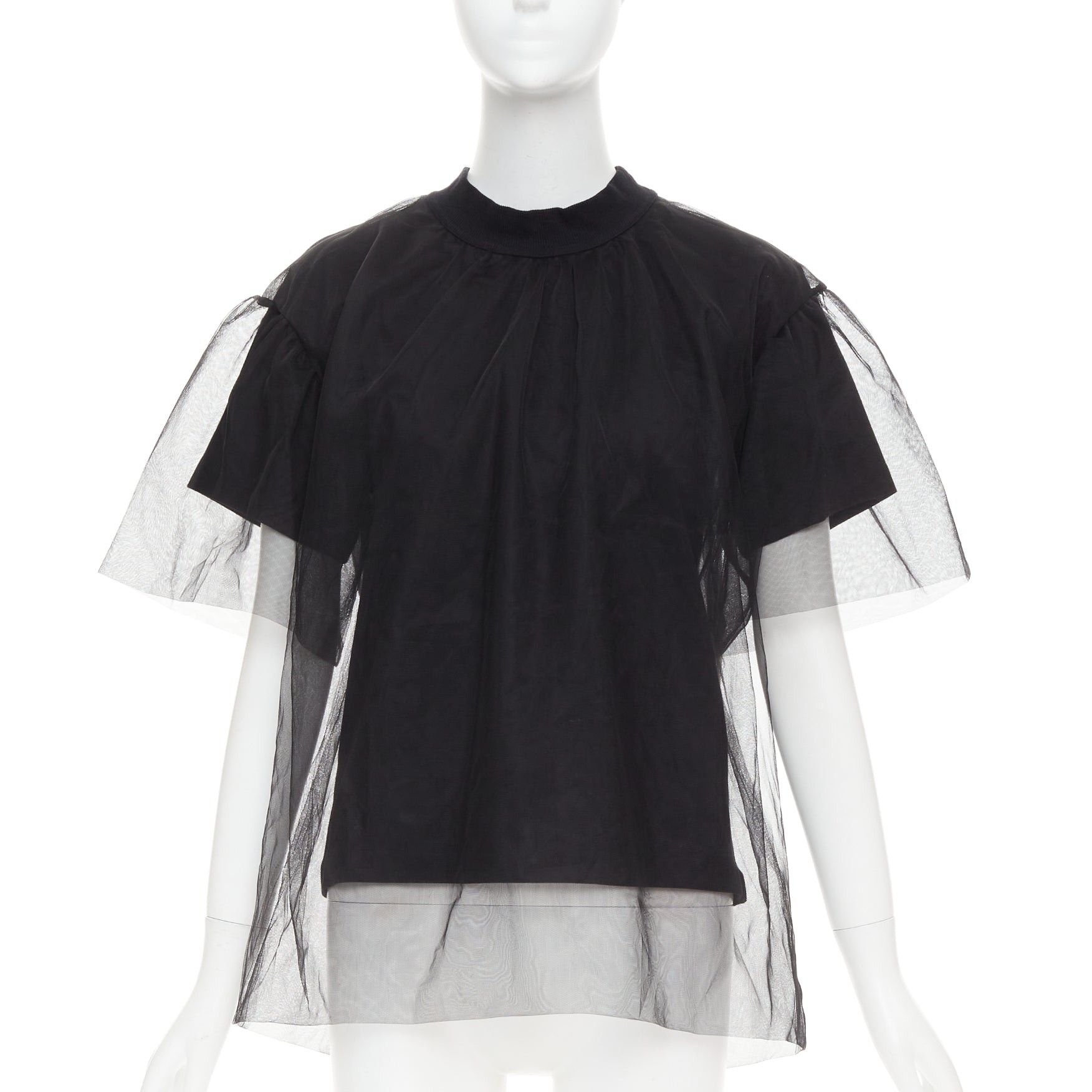 Shushu/Tong SHUSHU TONG Tulle T-shirt black mesh layered crew neck top UK6 XS Size XS / US 0-2 / IT 36-38 - 1 Thumbnail