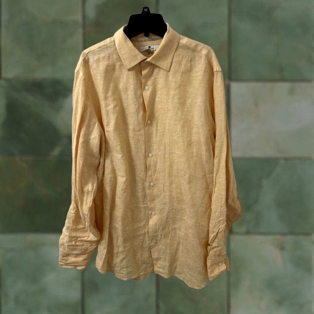 Banana Republic Banana Republic Shirt Mens L Orange Button-Down L/S 2010 Organic Linen Hemp Cotton Blend Button-Up Casual Everyday 32" Long Sleeve Size US L / EU 52-54 / 3 - 1 Thumbnail