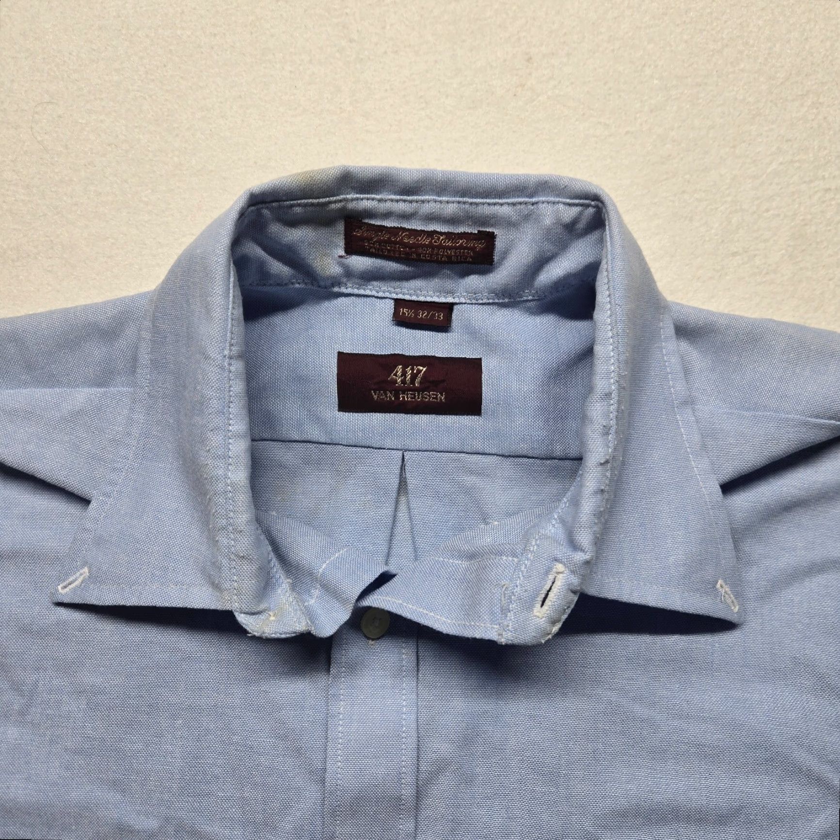 Van Heusen VINTAGE Van Heusen Shirt Solid Blue Oxford Long Sleeve Adult Men's 15.5 32/33 Shirt Men Blue 90s Classic Size US M / EU 48-50 / 2 - 2 Thumbnail