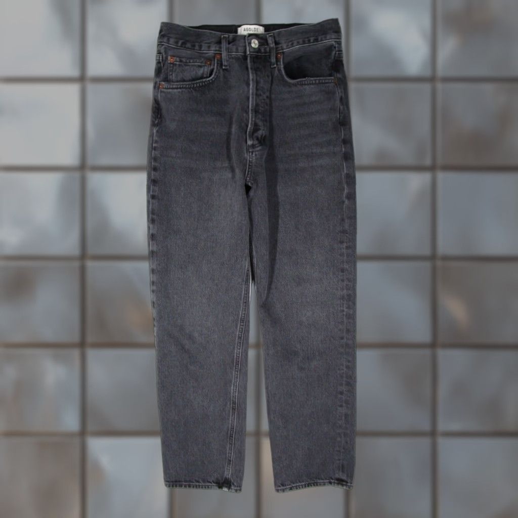 Agolde AGOLDE Jeans Women 25 Black 90s Mid Rise Straight Leg Denim Pants Size 25x28-Inch Cotton Womens Size 42" / US 20 - 1 Thumbnail
