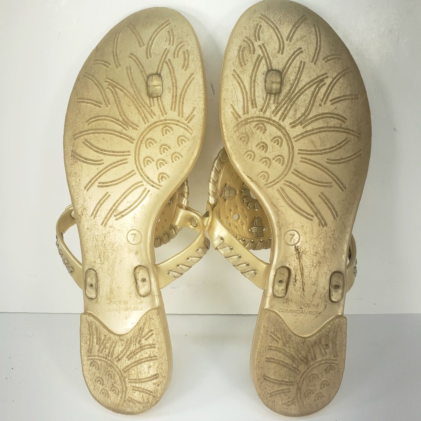 Jack Rogers JACK ROGERS Georgica Womens Sandal Slip-On Gold Jelly Whip Stitch Medallion Studded Flat Heel 7 US Womens Size US 7 / IT 37 - 7 Thumbnail