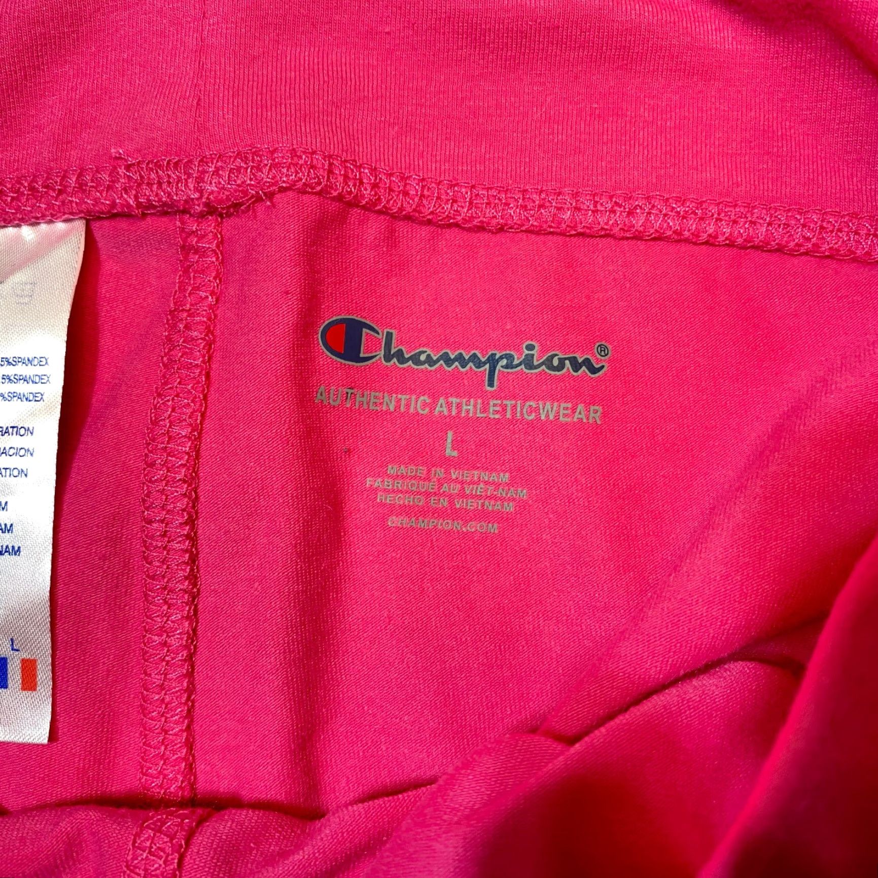 Champion NWT Champion Leggings Womens L Pink Solid Logo On Leg 26 In Inseam Activewear Stretch Athletic Regular Women's Apparel Size 36" / US 14 / IT 50 - 6 Thumbnail