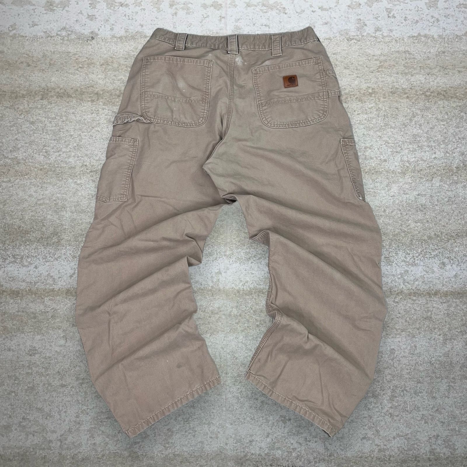 Vintage 90s Carhartt Carpenter Pants 36x32 Baggy Tan Canvas