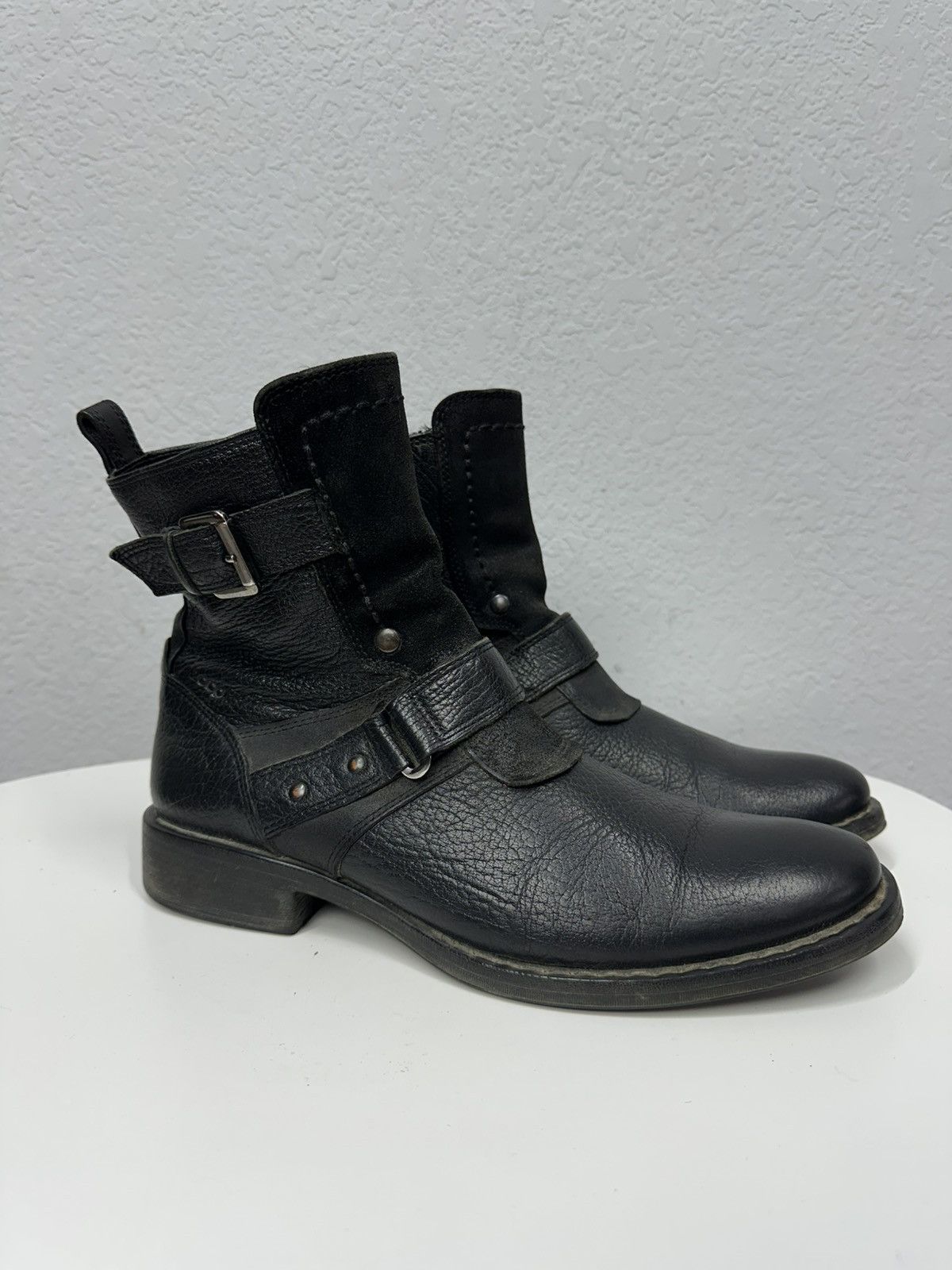 Ecco AS 98 Vibe Artisan Black Leather Side Zip Ankle Biker Boots Size US 9 / EU 42 - 9 Thumbnail