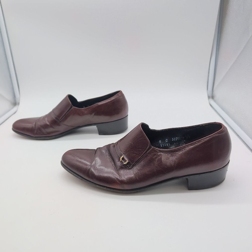 Florsheim Vintage Florsheim Women's Sz 9 C Maroon Leather Loafers Sho Size US 9 / IT 39 - 4 Thumbnail