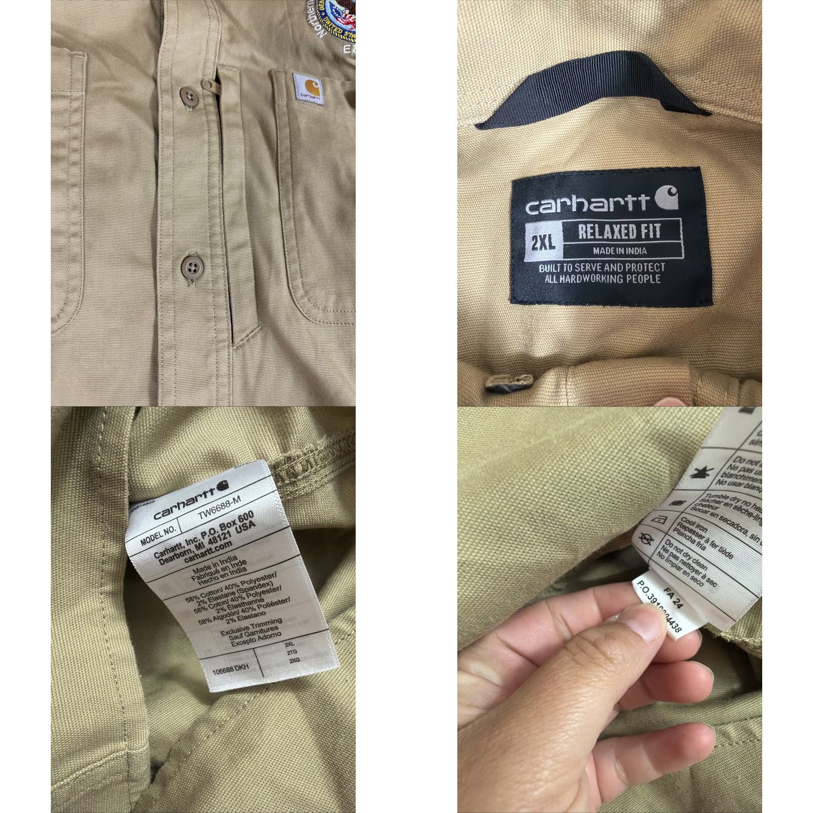 Carhartt Carhartt Shirt Mens XXL Beige Button-Up Embroidered 106688 Size US XXL / EU 58 / 5 - 8 Thumbnail