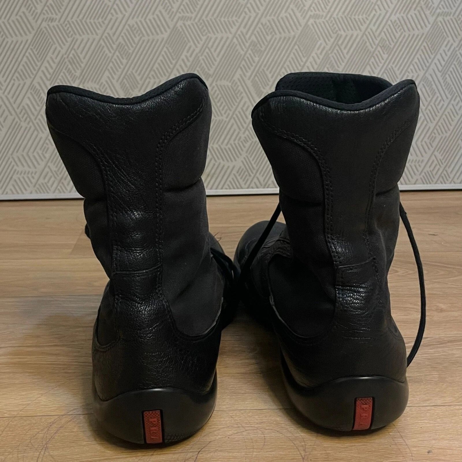 Prada PRADA BOXING Boots High Top Cup Motorcycle black leather Size US 12 / EU 45 - 12 Thumbnail