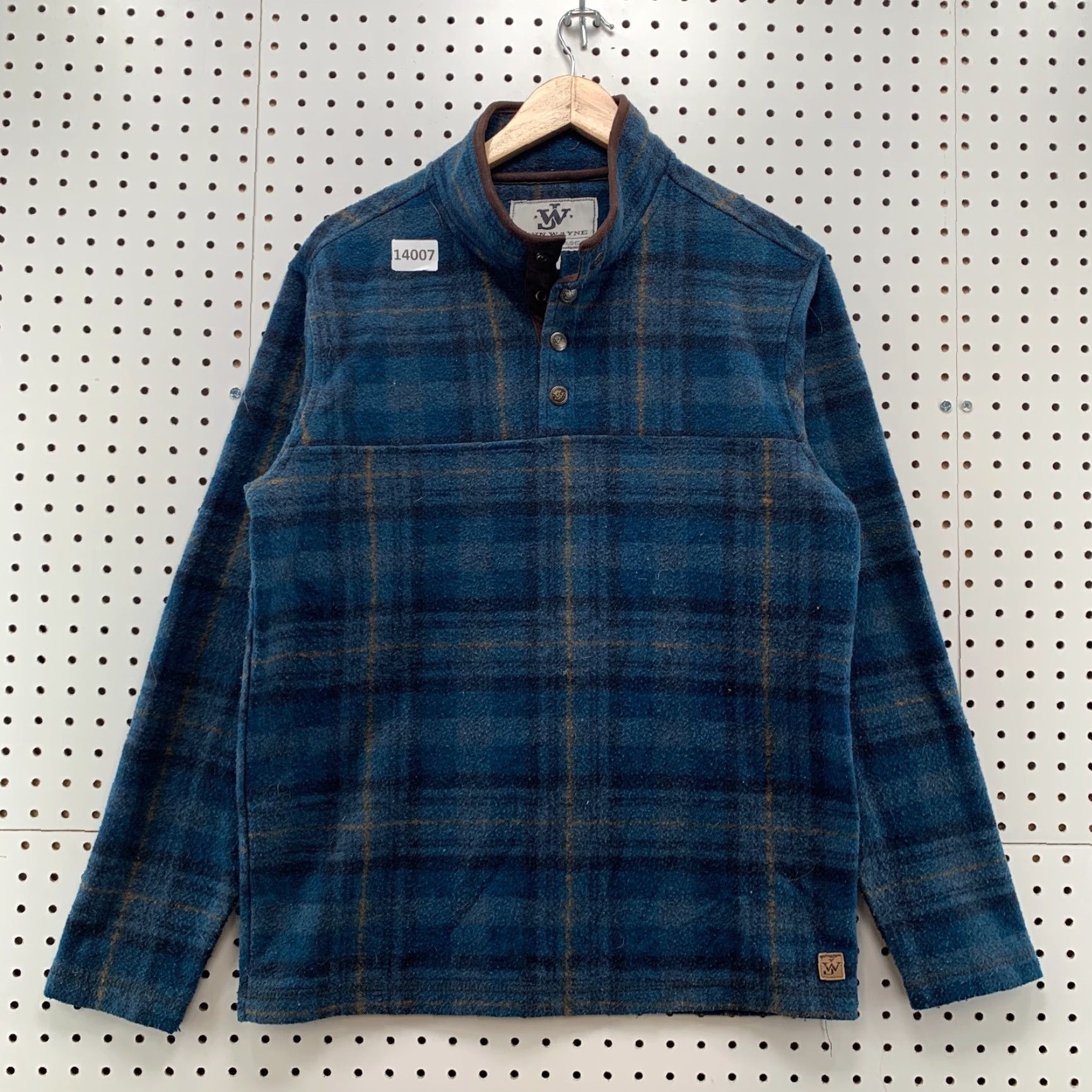 Vintage John Wayne Woolly Fleece Blue Plaid Henley Pullover Shirt Jacket Size Small Size US S / EU 44-46 / 1 - 2 Thumbnail