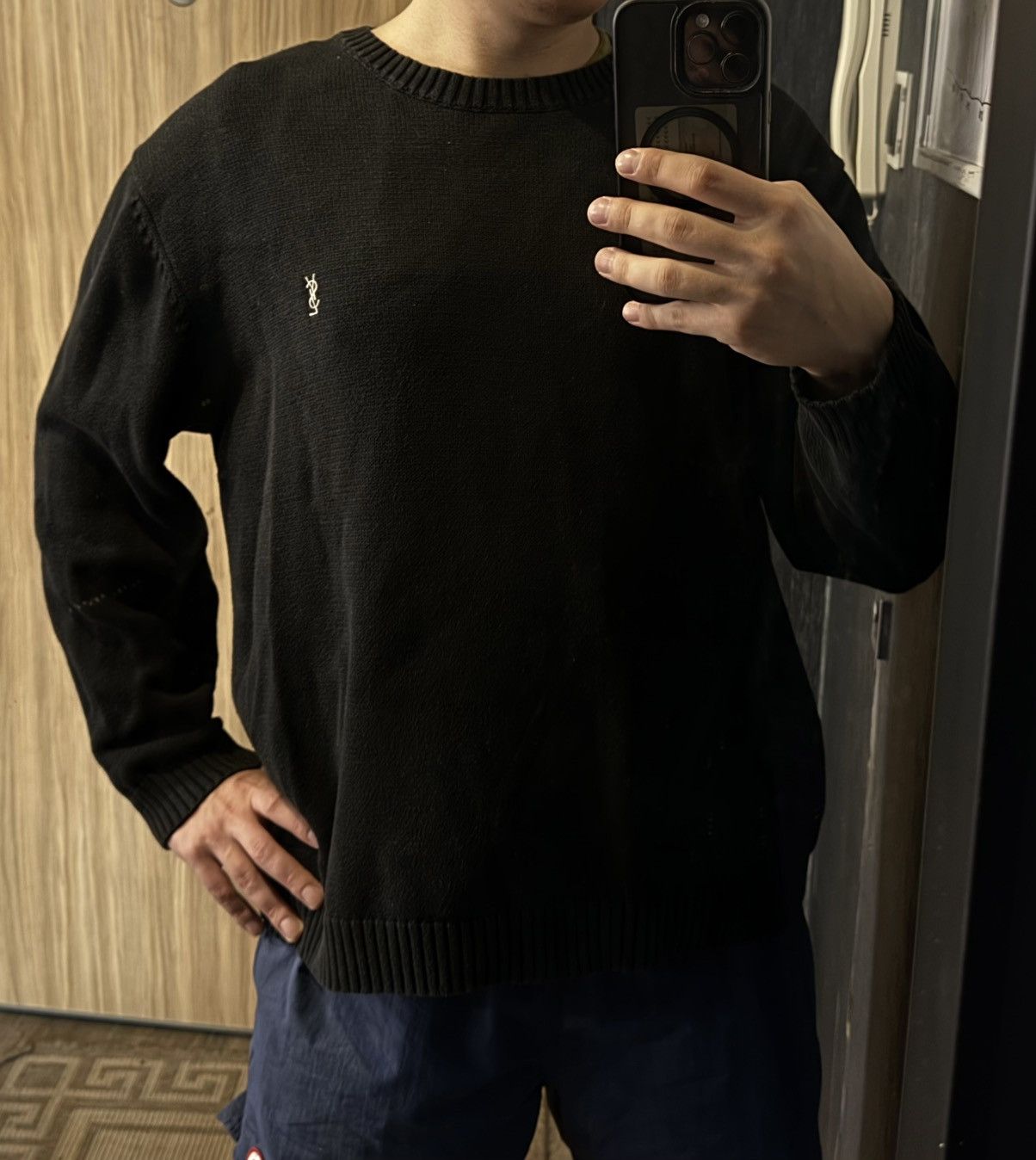 Yves Saint Laurent Black YSL Sweater Knit Vintage Yves Saint Laurent Sweatshirt Size US L / EU 52-54 / 3 - 14 Thumbnail