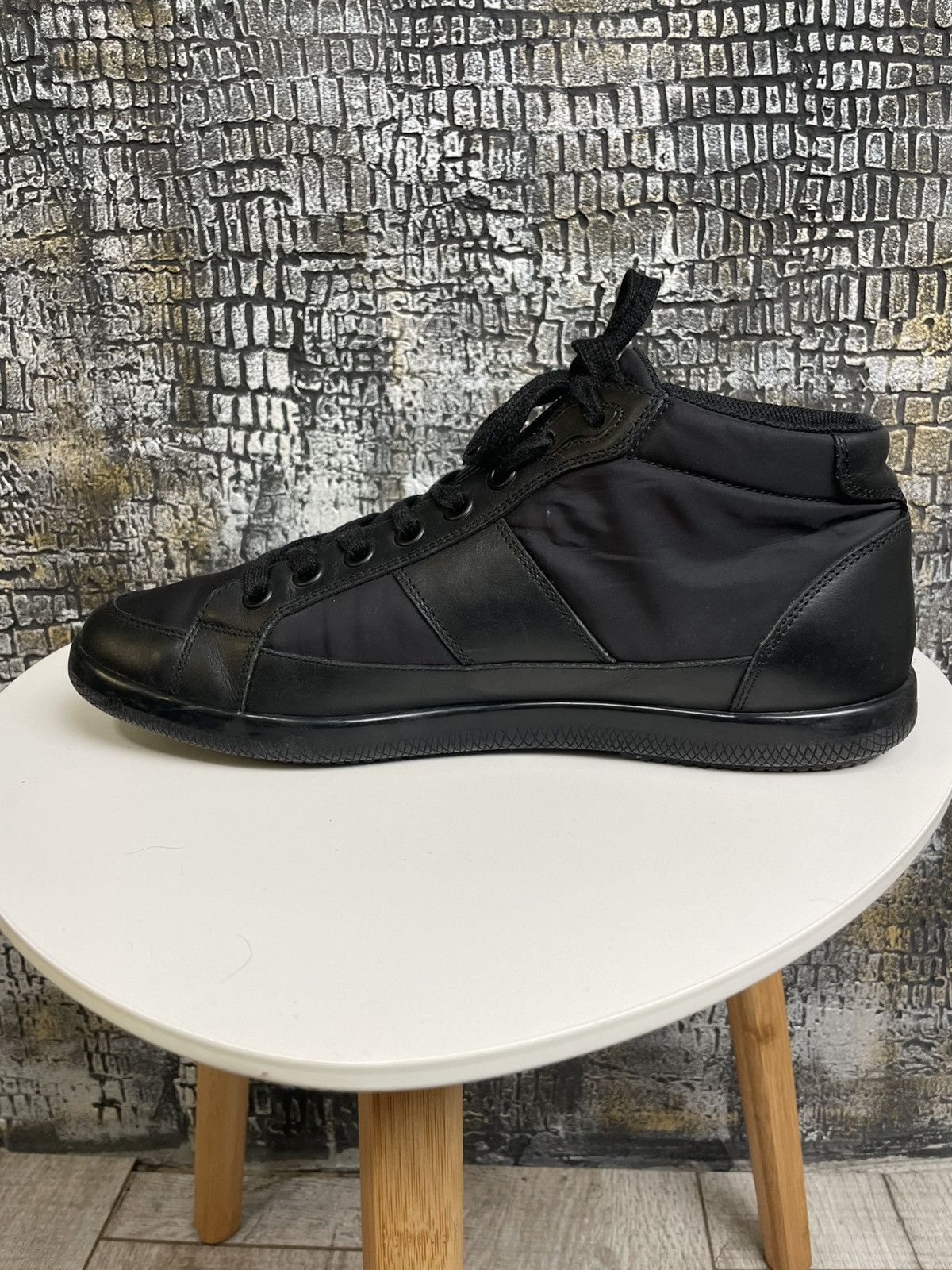 Prada Prada Shoes Black High Top Sneakers Leather Shoes Size US 9 / EU 42 - 14 Thumbnail