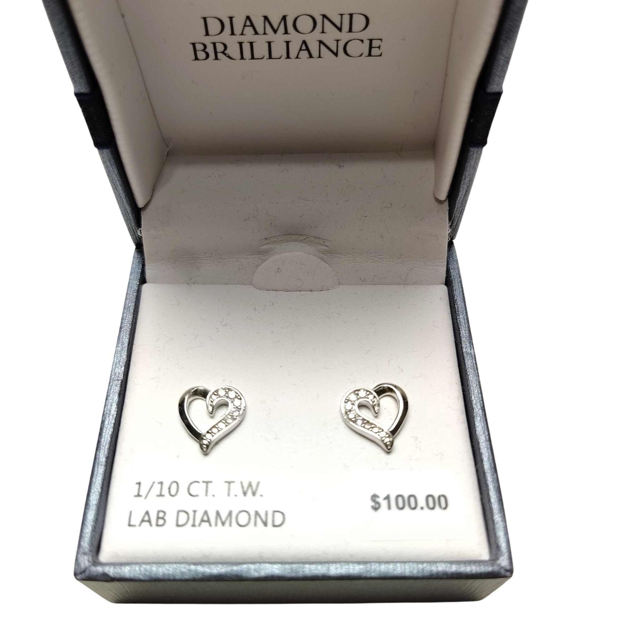 Other Lab Diamond 1/10 Ct. T.W. Sterling Silver Heart Earrings New Size ONE SIZE - 2 Thumbnail