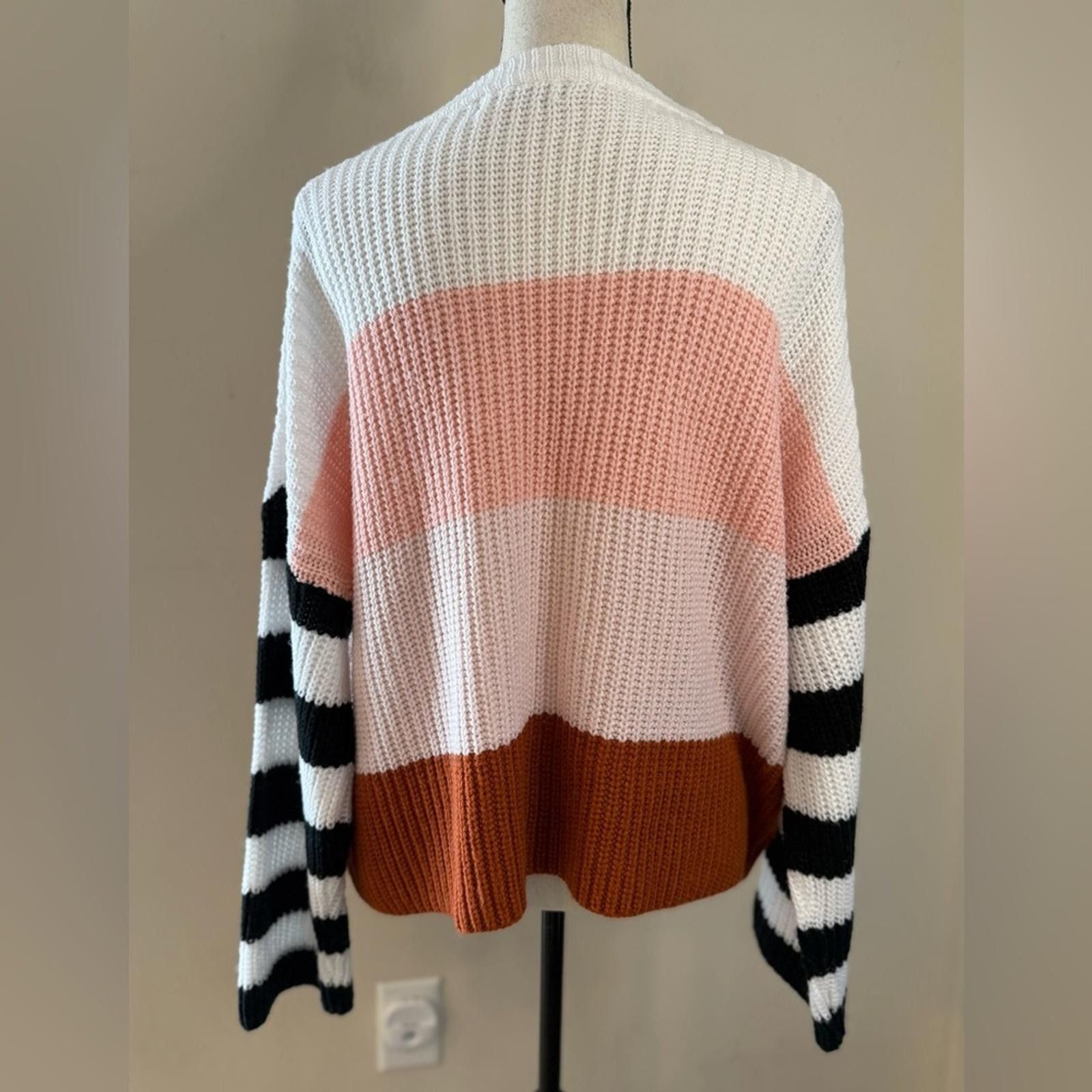 Other C+D+M roomy striped knit sweater white pink rust black SZ SM Size S / US 4 / IT 40 - 4 Thumbnail