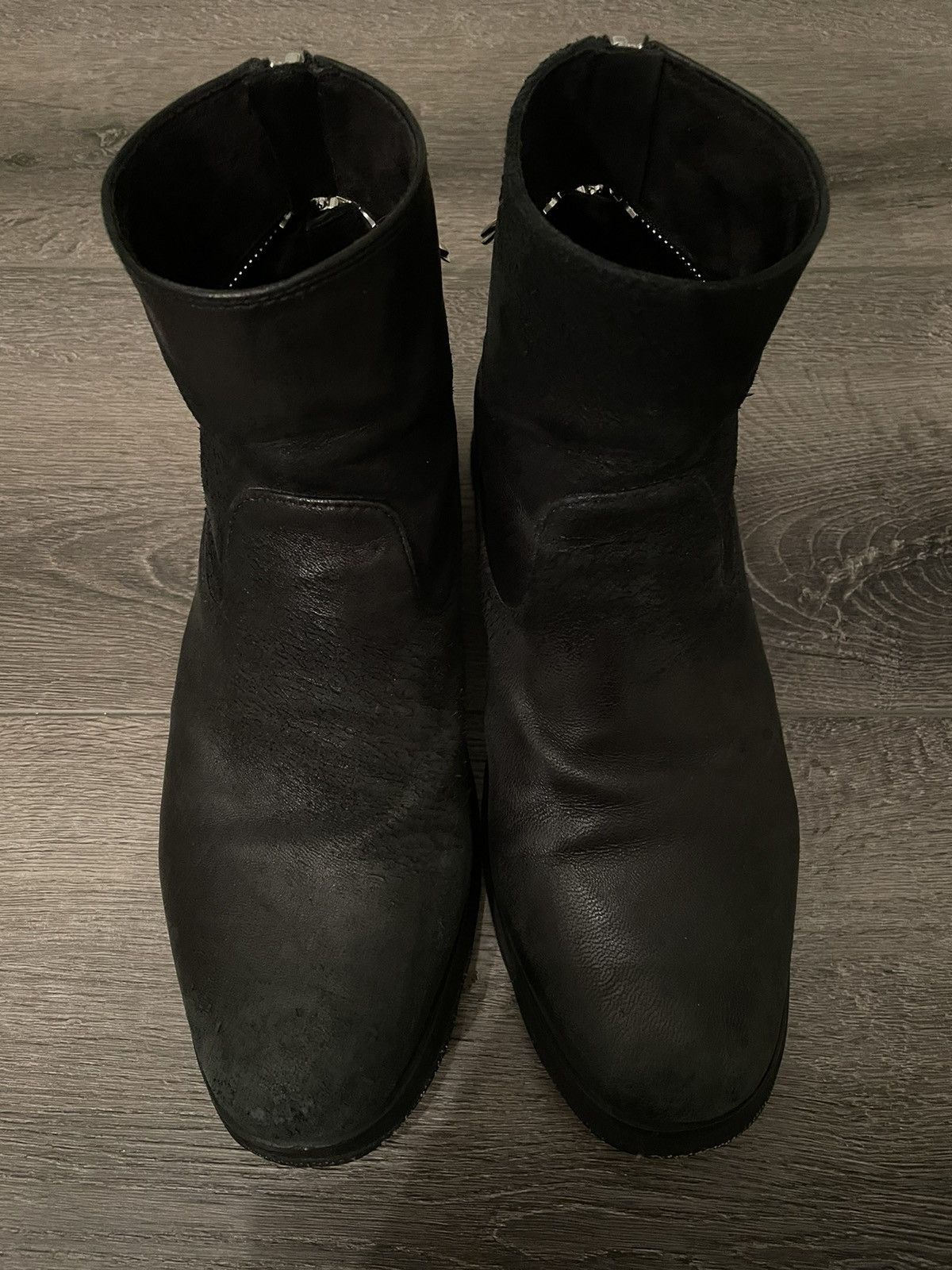 Japanese Brand 14th Addiction AW19 Blistered Cross Zip Boots | Grailed