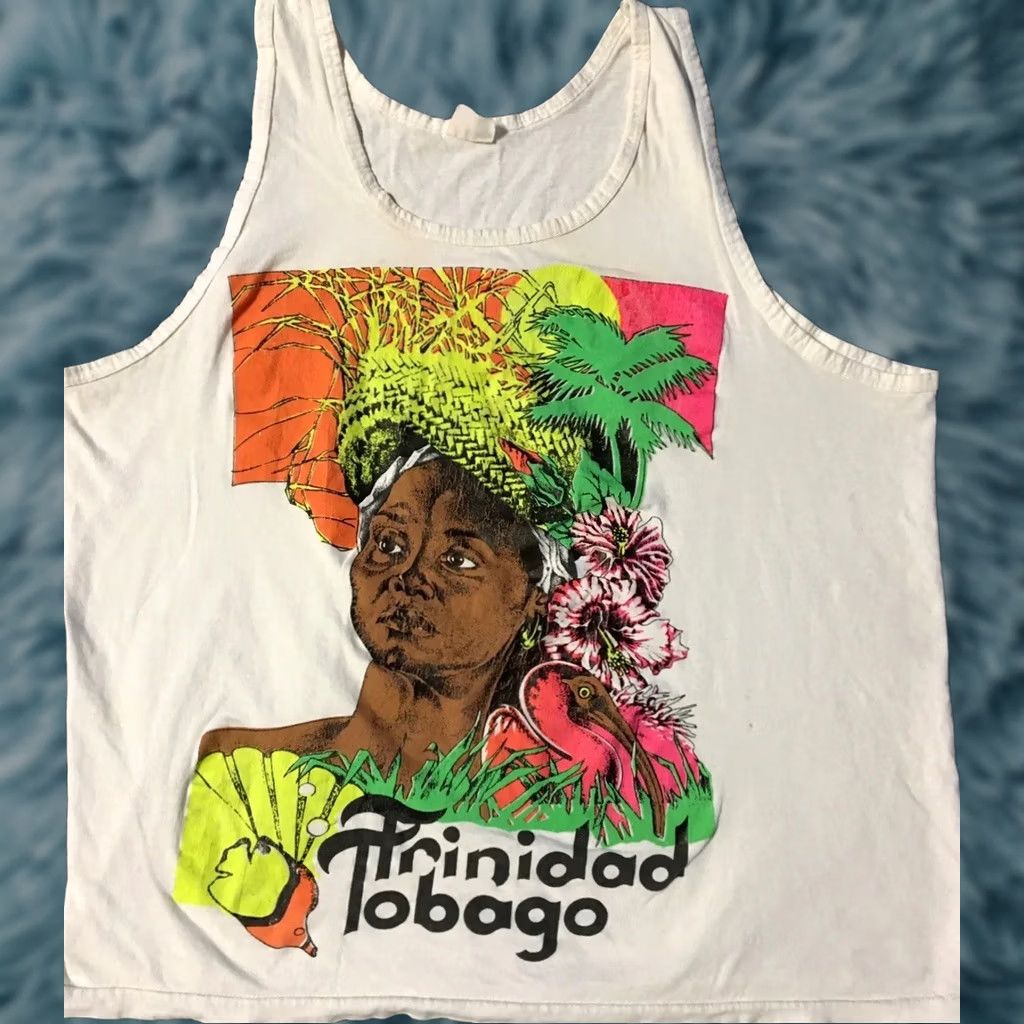 Vintage VINTAGE Trinidad & Tobago Tank Top S Shirt Sleeveless White 80s 90s Grunge Beach Surf Tribal Small Mens Size US S / EU 44-46 / 1 - 1 Thumbnail